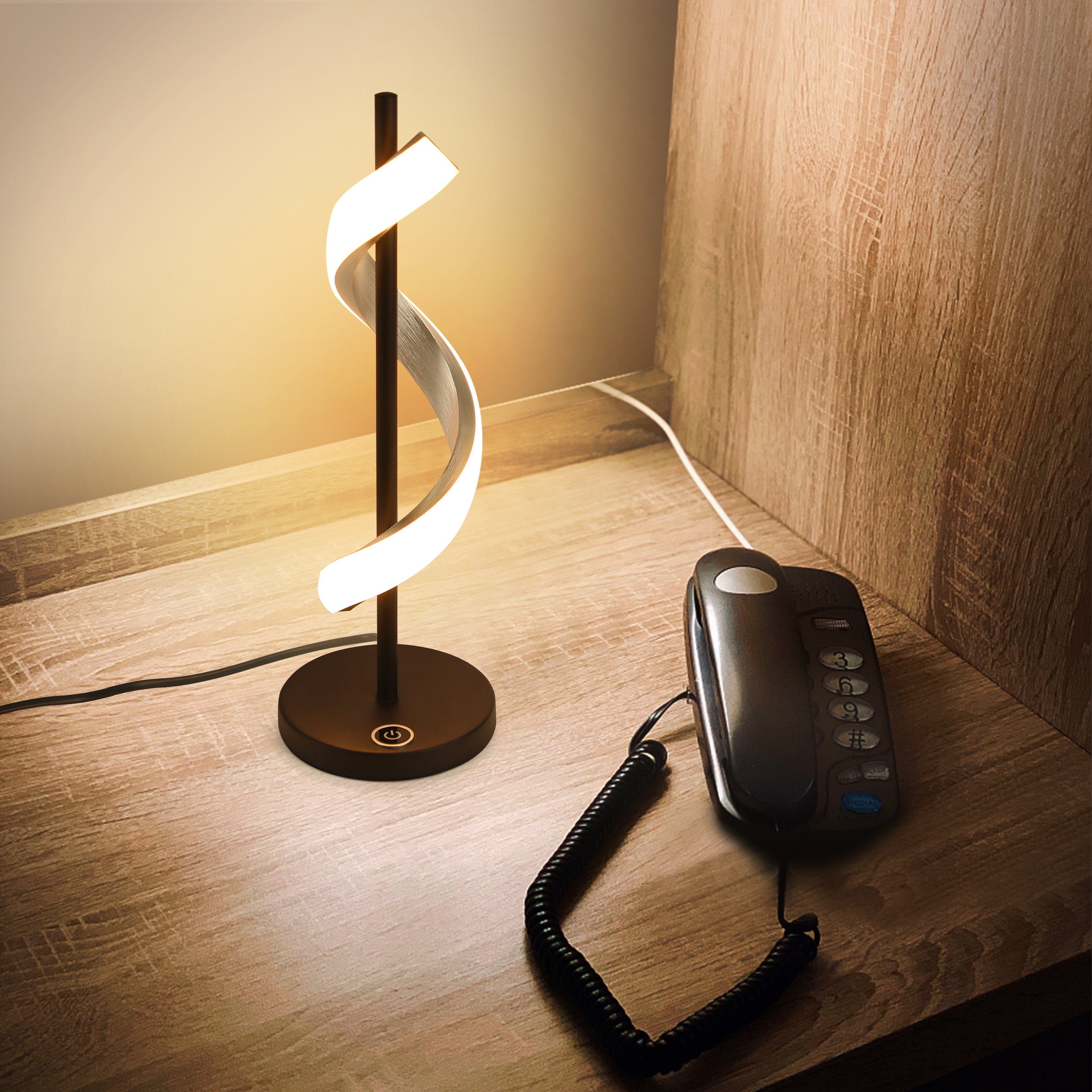ZMH LED Tischleuchte Touch Schreibtischlampe Kabel mit Design, in Dimmbar, Warmweiß LED-3000K, wellenformigen 2.1M