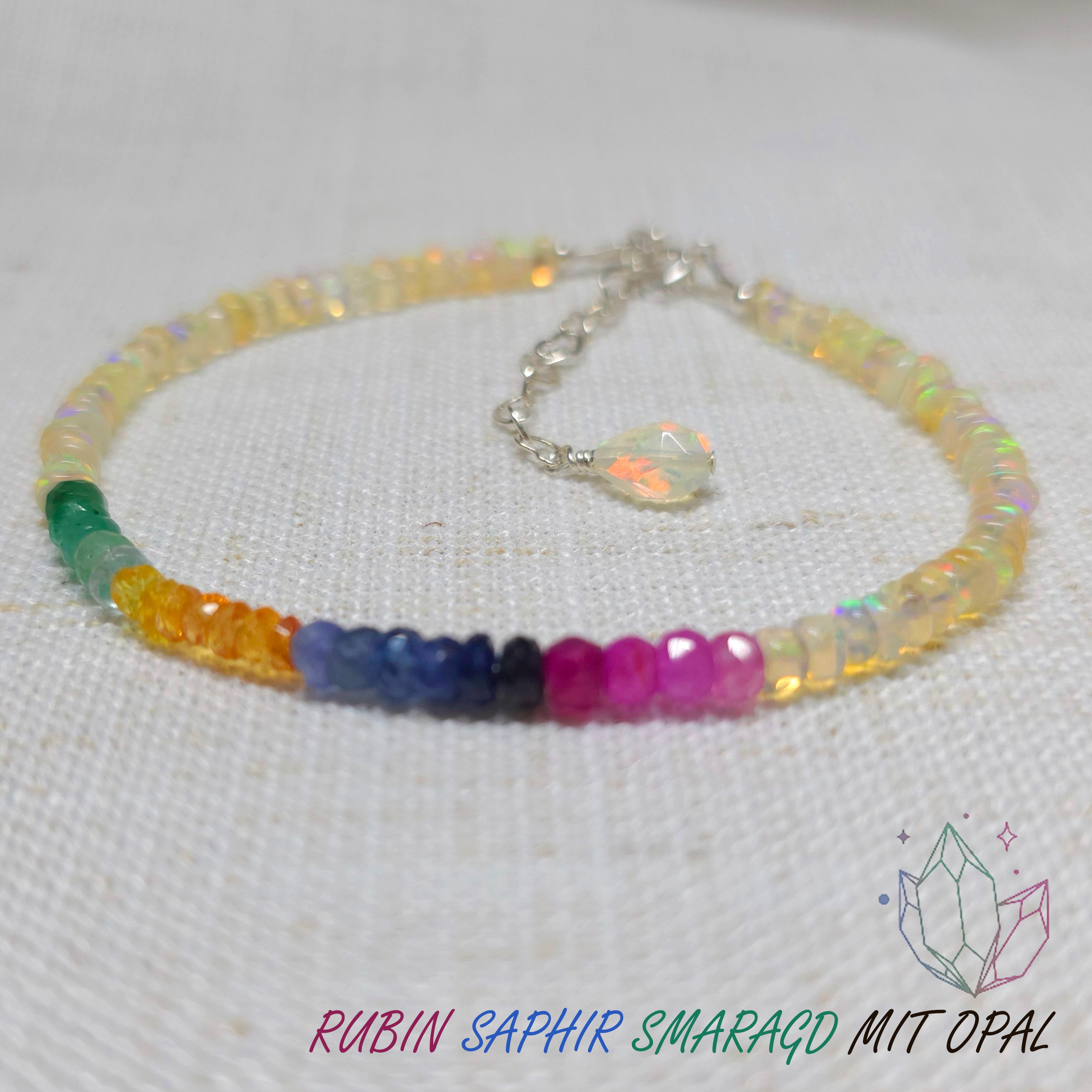 GOLDEN Armband Rubin Saphir Smaragd mit Opal Armband, Multi Edelstein Armba günstig online kaufen