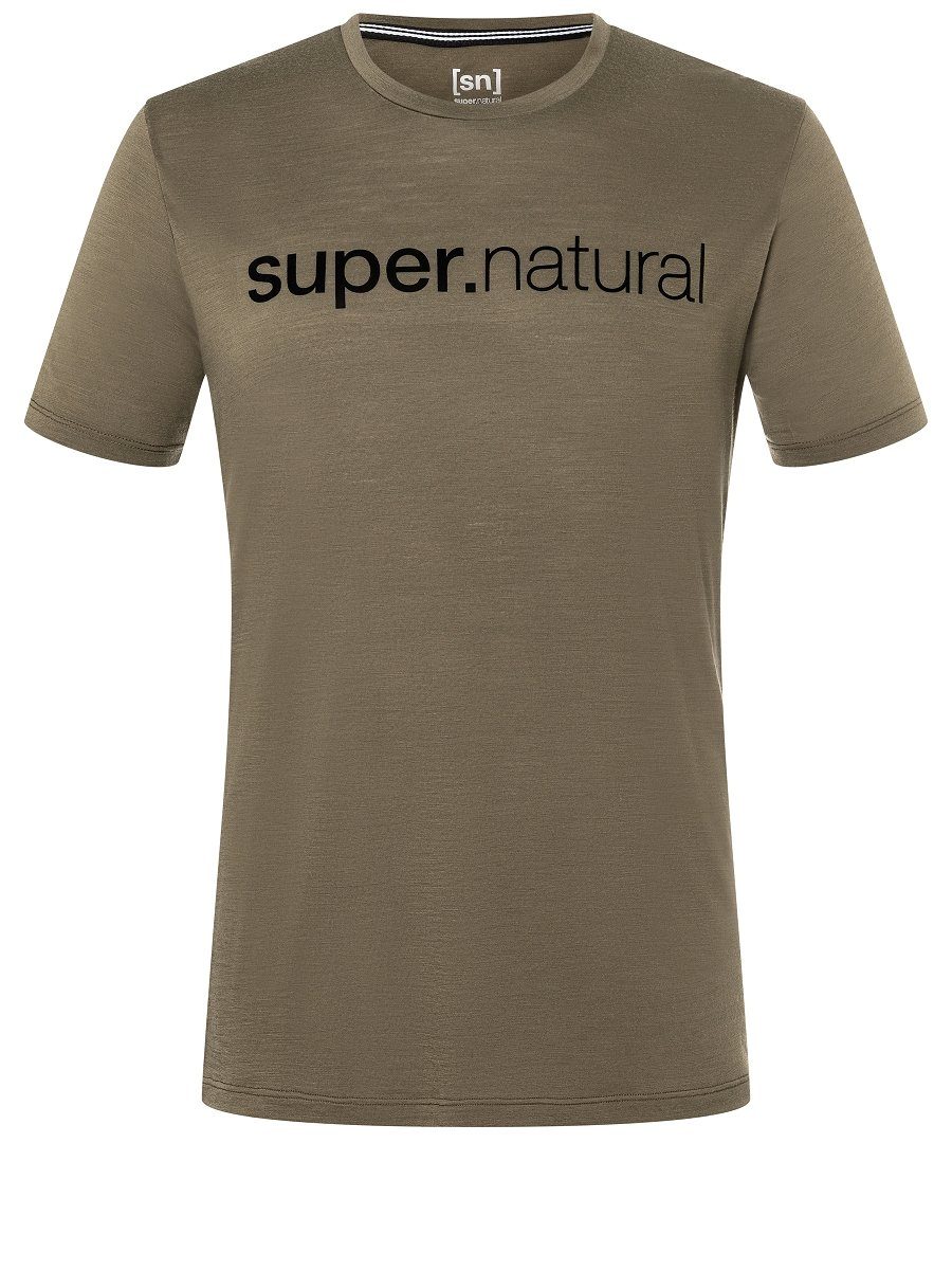 Merino-Materialmix SIGNATURE Print-Shirt 3D M Grey/Jet Stone SUPER.NATURAL TEE Black Merino T-Shirt lässiger