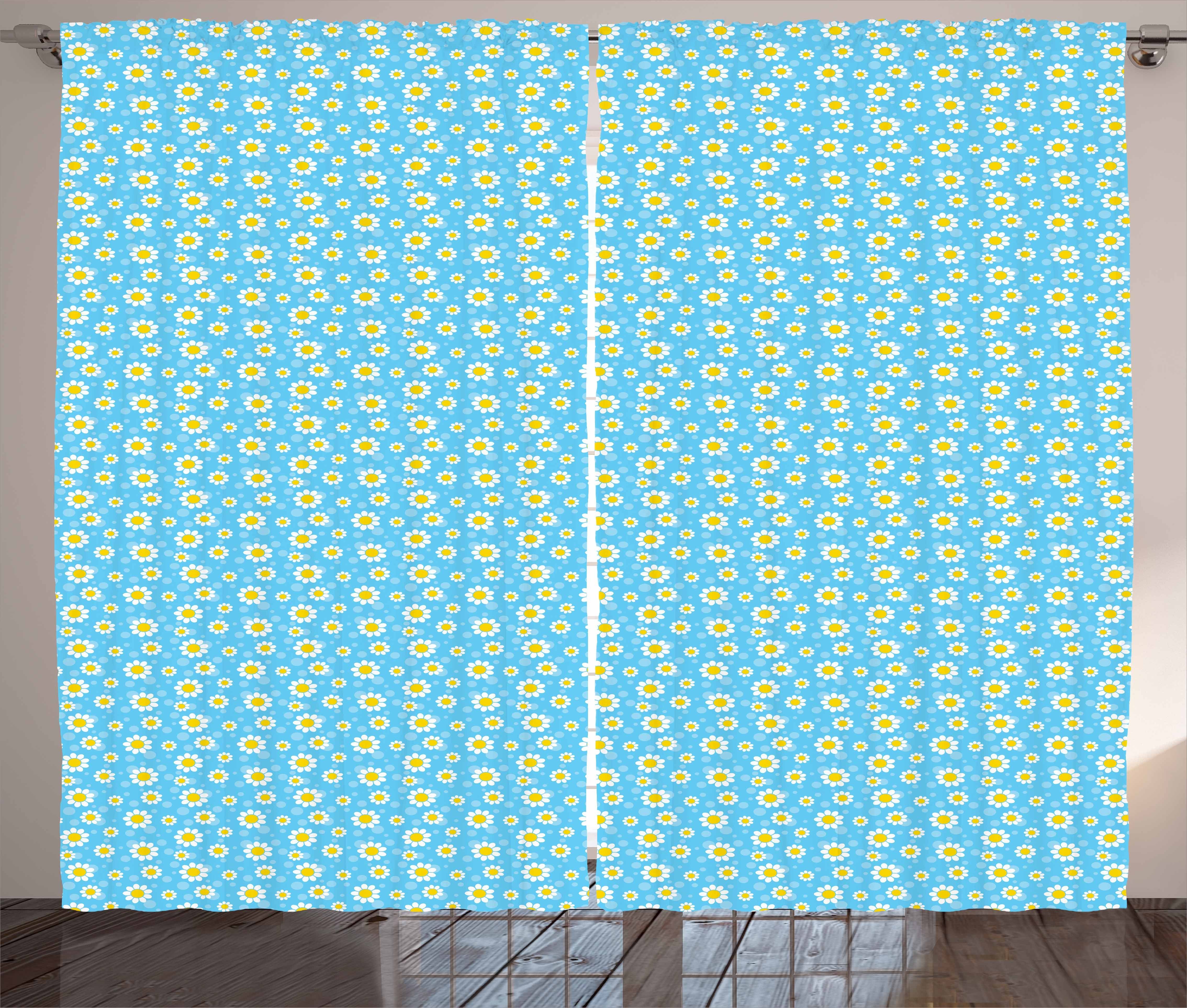 Haken, Gelb mit und und Abakuhaus, Schlafzimmer Gardine Kamillen-Dots Blau Vorhang Kräuselband Schlaufen
