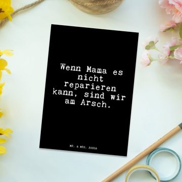 Mr. & Mrs. Panda Postkarte Wenn Mama es nicht... - Schwarz - Geschenk, beste Mama, Sprüche, Gesc, Matte Rückseite