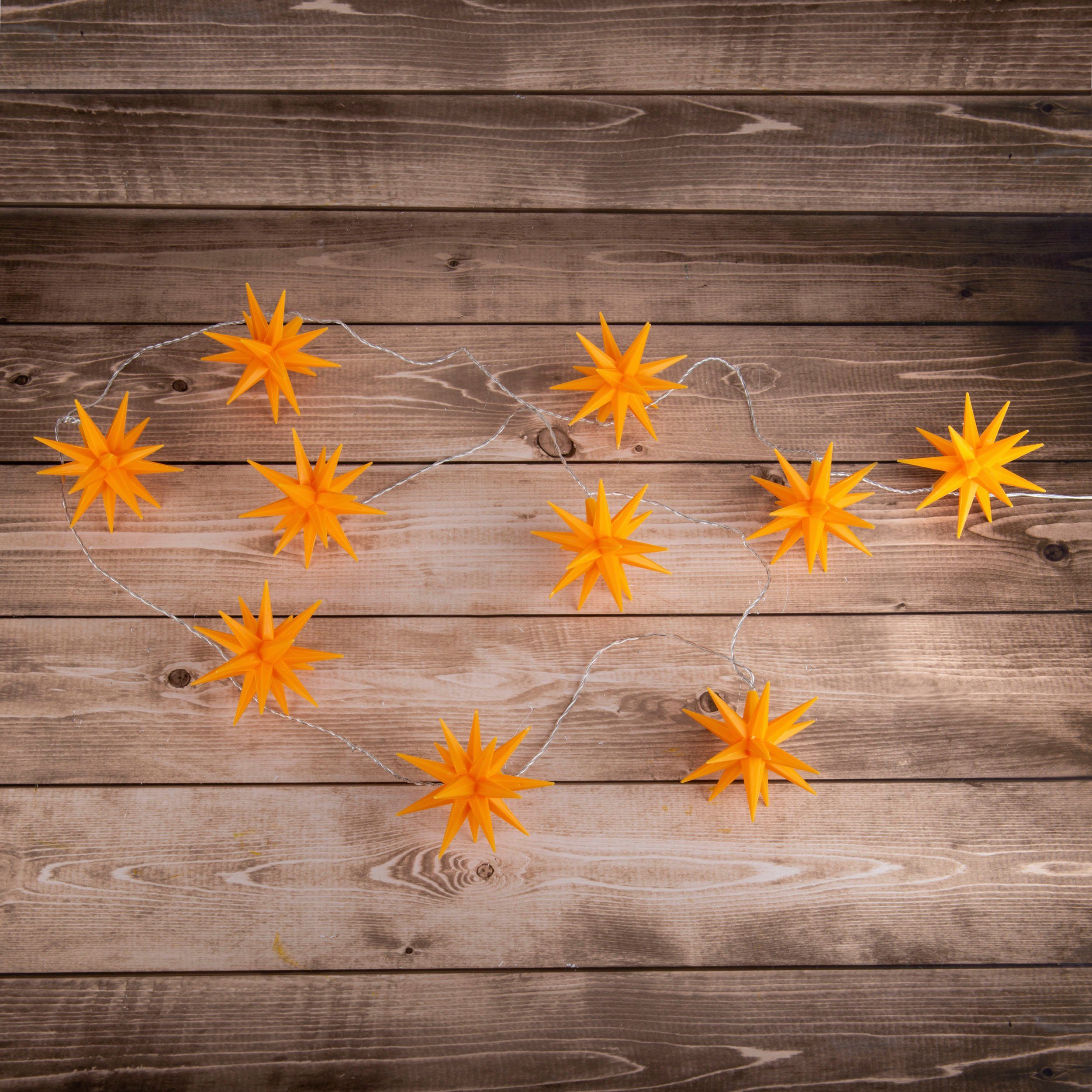 näve LED-Lichterkette Fairy Lights, Weihnachtslichterkette Outdoor, Länge Gesamt ca. 740 cm, 9-flammig, Weihnachtsdeko mit 9 gelben Sternen, mit Timer, Zuleitung ca. 500 cm