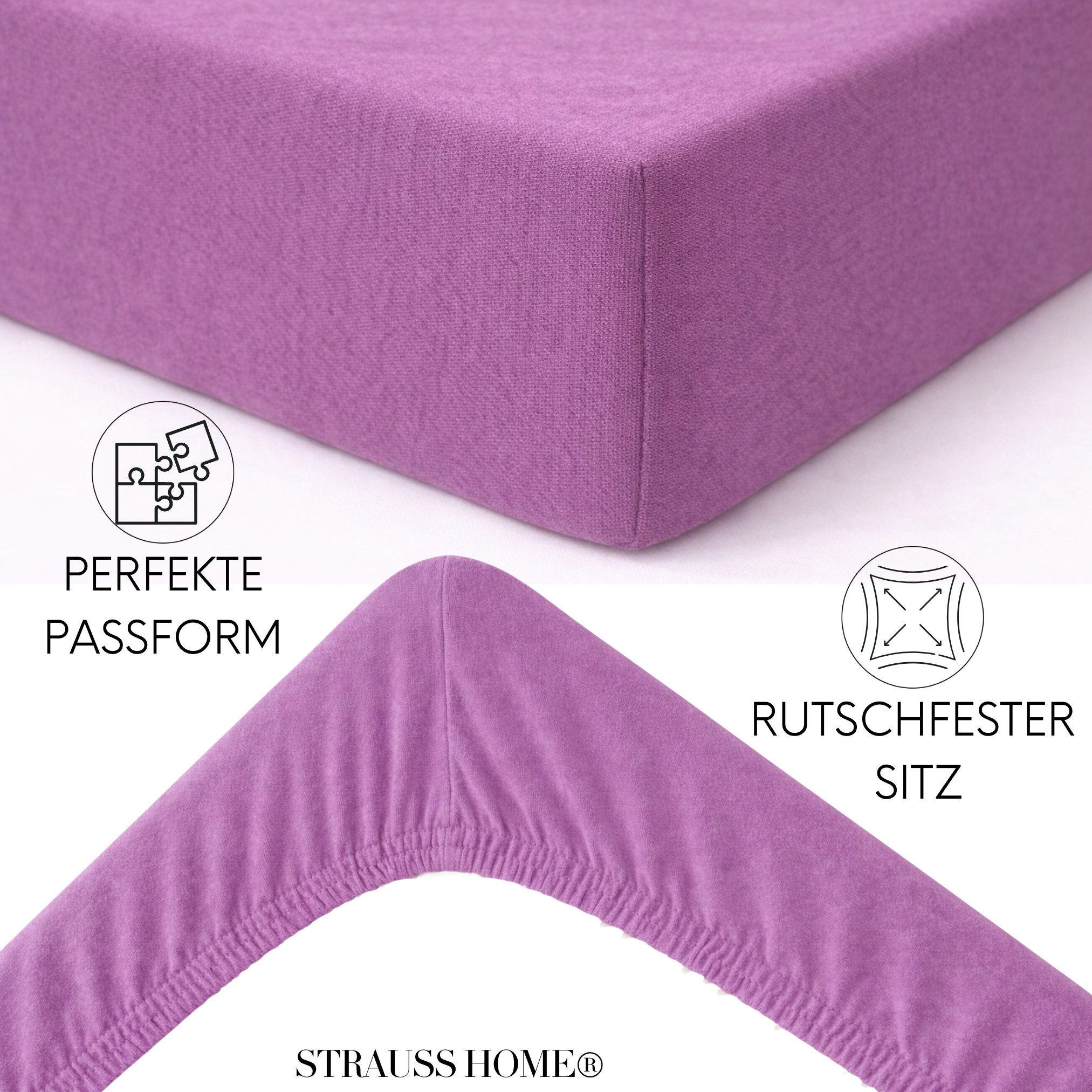 Strauss Home Spannbettlaken Premium 160 g/m² Gekämmte Baumwolle Jersey in Hotelqualität, Gummizug: Rundumgummi, OEKO-TEX®-zertifiziert - Hotelqualität – Formsta – Bild 4 von 5