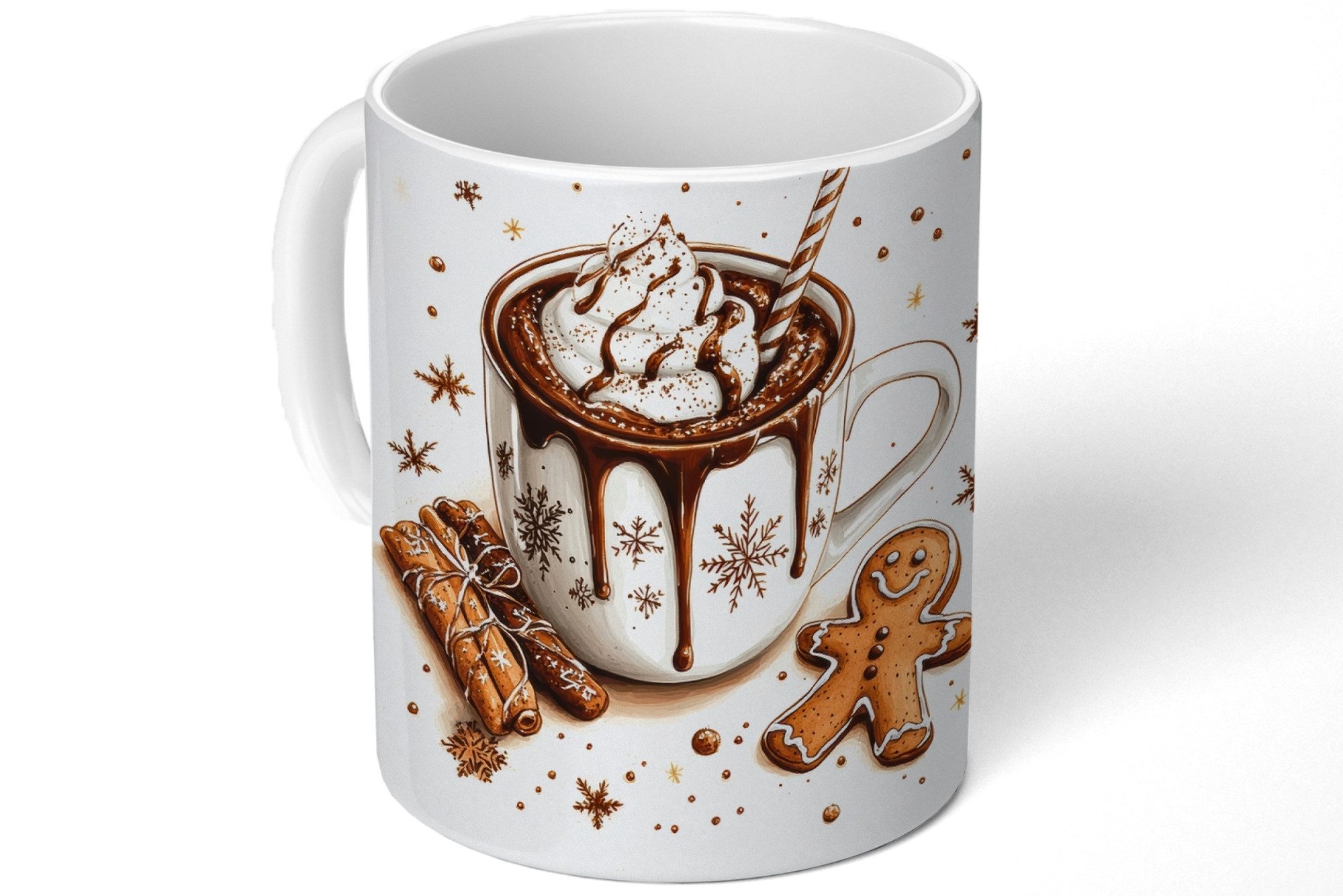 MuchoWow Tasse Chocomel - Dekoration - Torte - Winter - Weihnachten, 1-tlg., Keramik, Kaffeetassen, Teetasse, Becher, Kaffeebecher, Geschenk