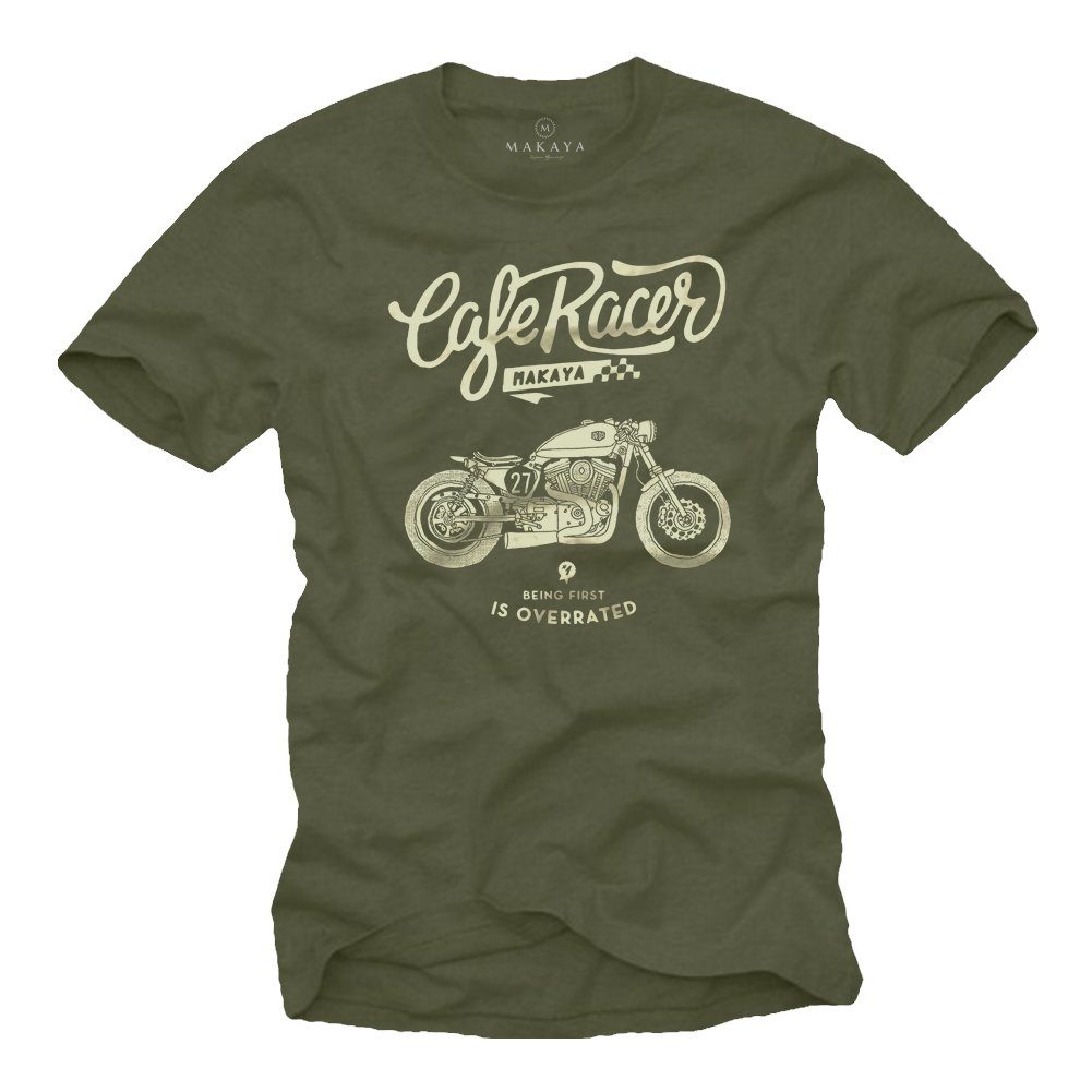 MAKAYA Print-Shirt Herren Vintage Biker Motiv Motorrad Bekleidung Männer Ge günstig online kaufen