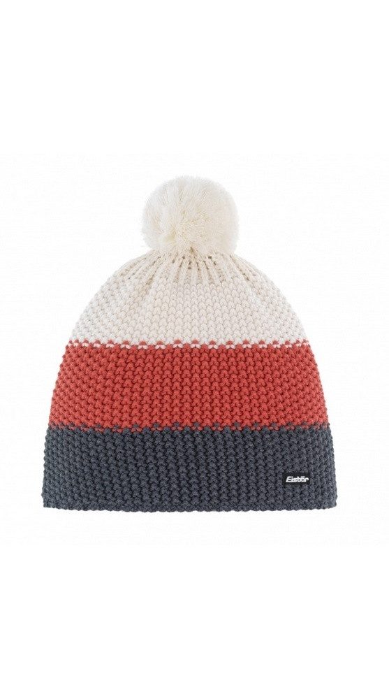 Eisbär Bommelmütze Wintermütze (Bommel) Star Pompon RL cremeweiss/rot/grau