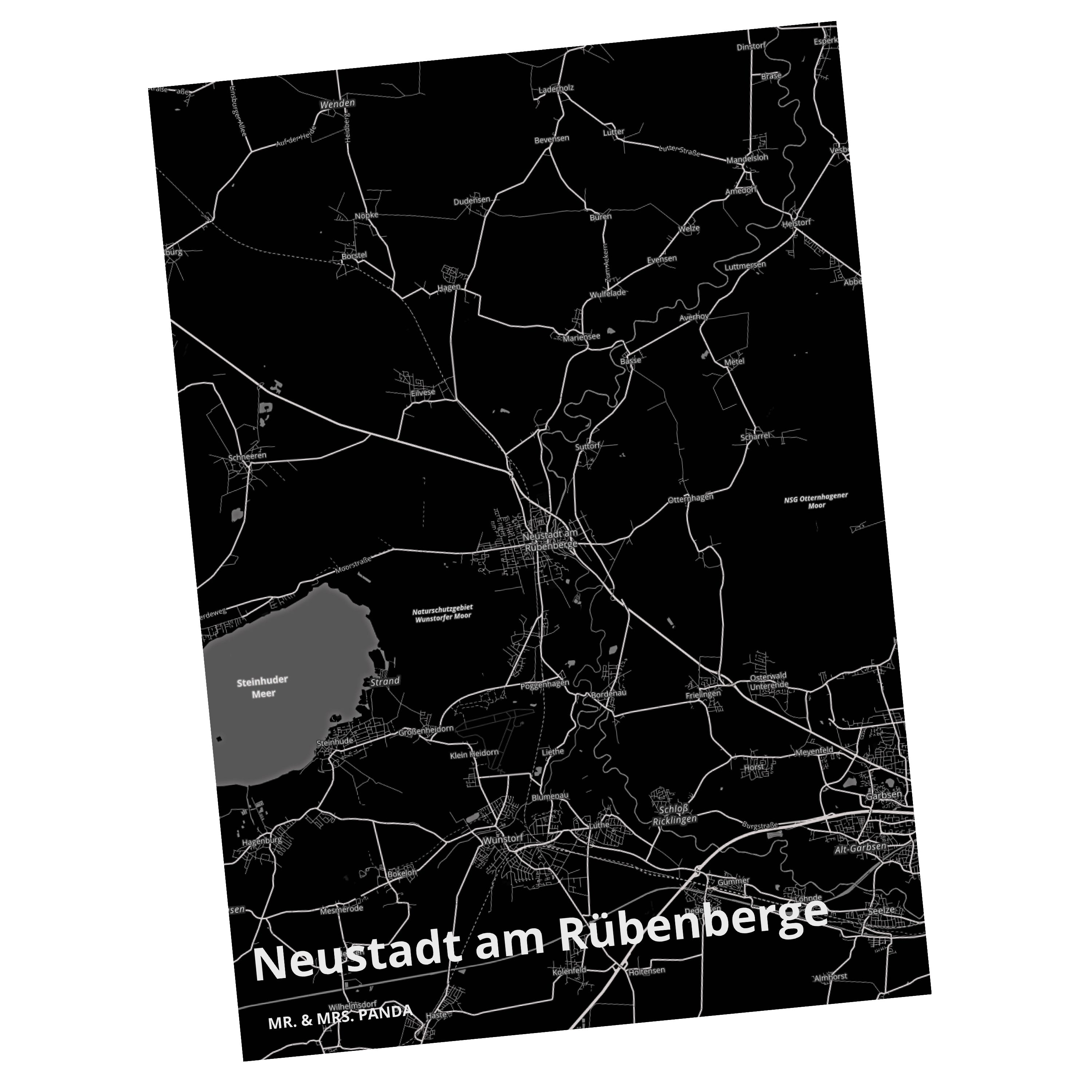 Mr. & Mrs. Panda Neustadt Einladungskarte, Geschenk, Karte Dorf Rübenberge - Postkarte Stadt am