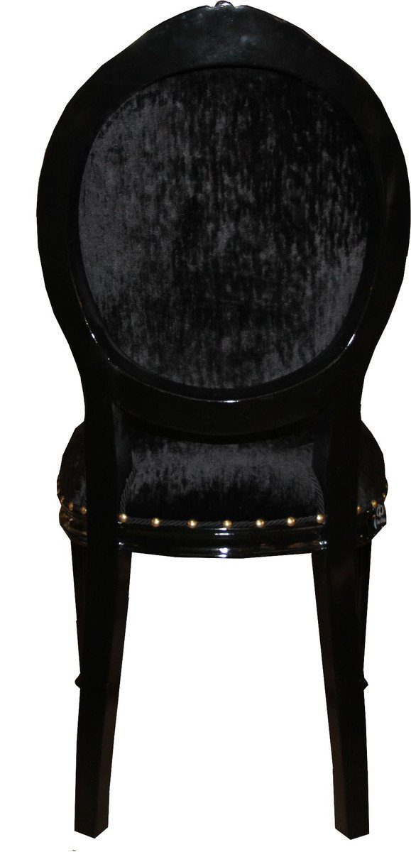Luxus - Schwarz Barock / Schwarz Medaillon ohne Casa Esszimmerstuhl Stuhl Limited Edition Armlehnen Padrino in Esszimmer