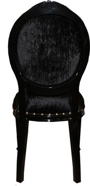 Casa Padrino Esszimmerstuhl Barock Medaillon Luxus Esszimmer Stuhl ohne Armlehnen in Schwarz / Schwarz - Limited Edition