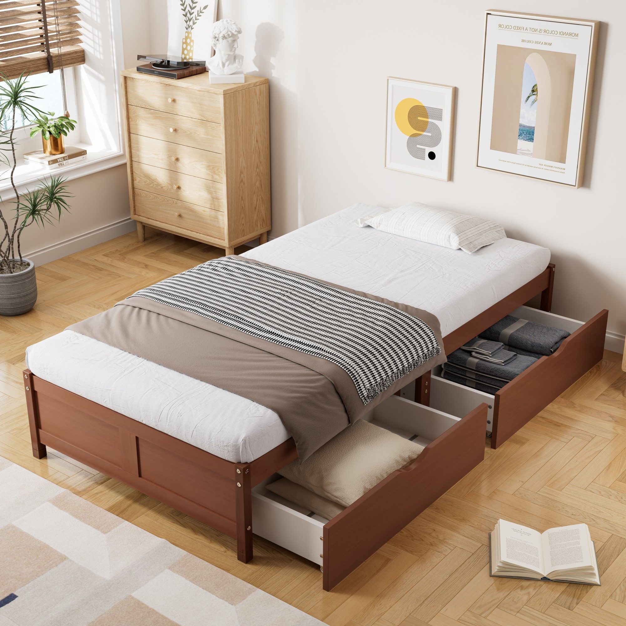 BlingBin Stauraumbett Holzbetten Flachbetten Jugendbett, 2 günstig online kaufen