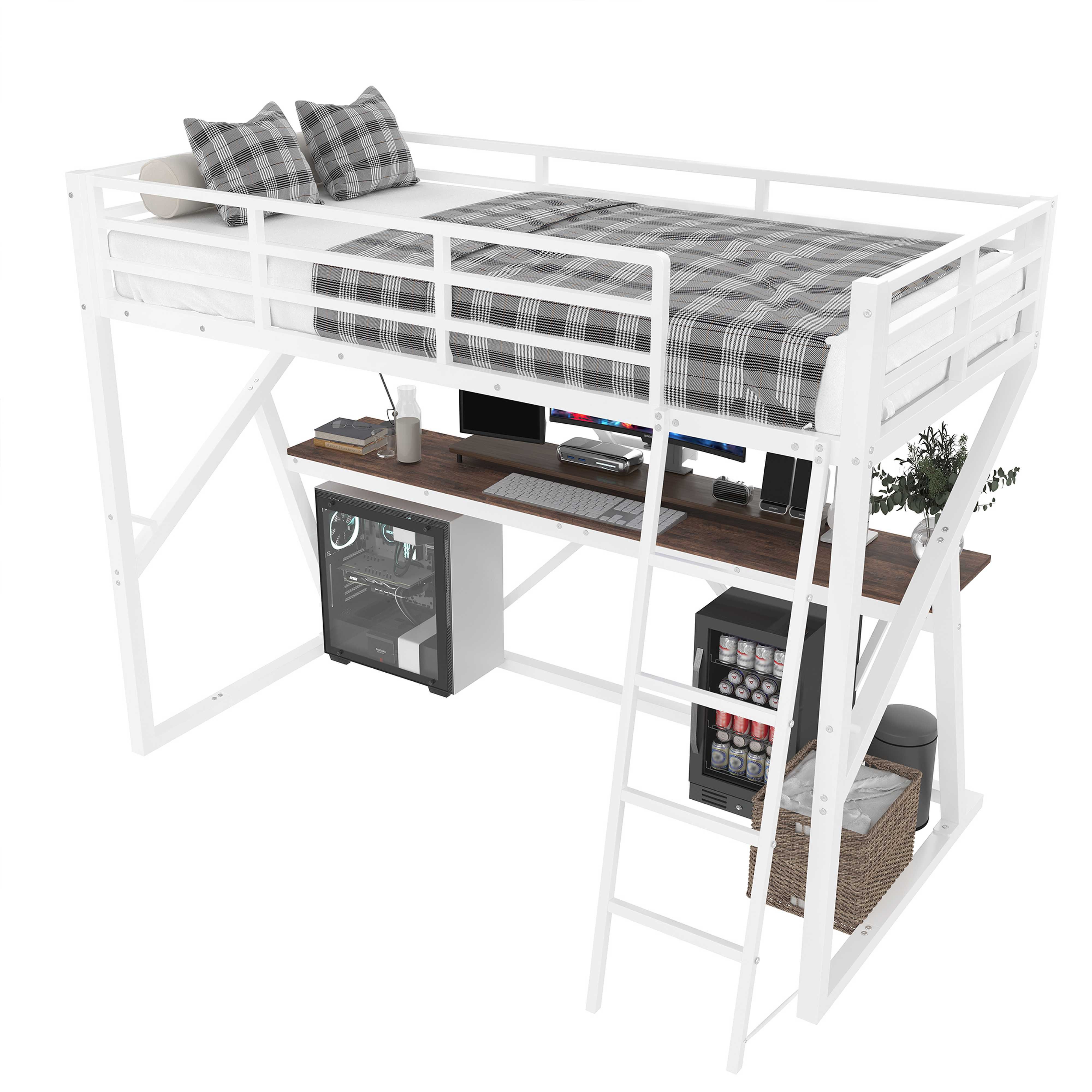 BlingBin Hochbett (Packung, 1-St., mit Schreibtisch, Rundum-Geländer und si günstig online kaufen