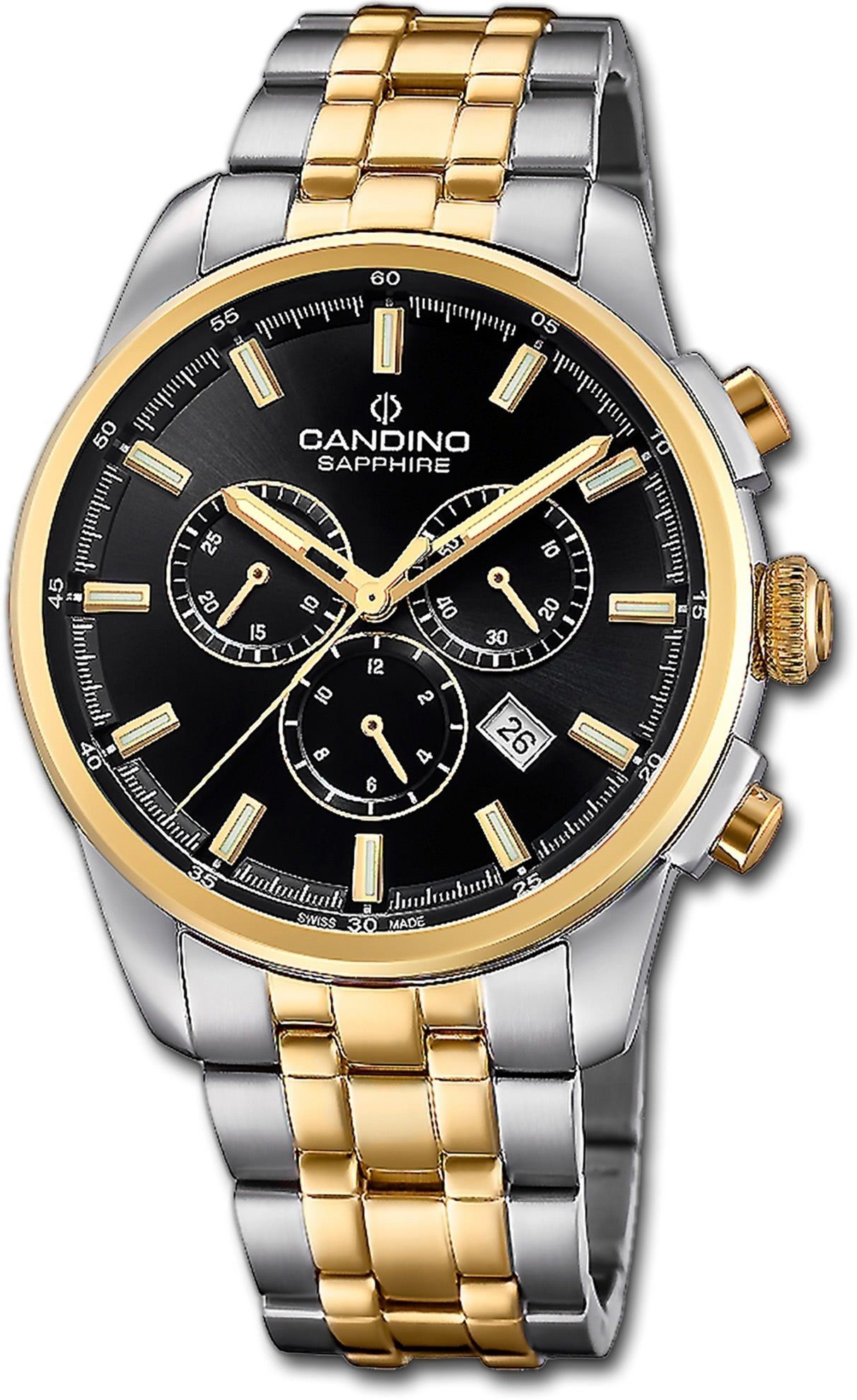 Candino Quarzuhr Candino Herrenuhr Sport C4699/4, Herren Armbanduhr rund, Edelstahlarmband silber, gold