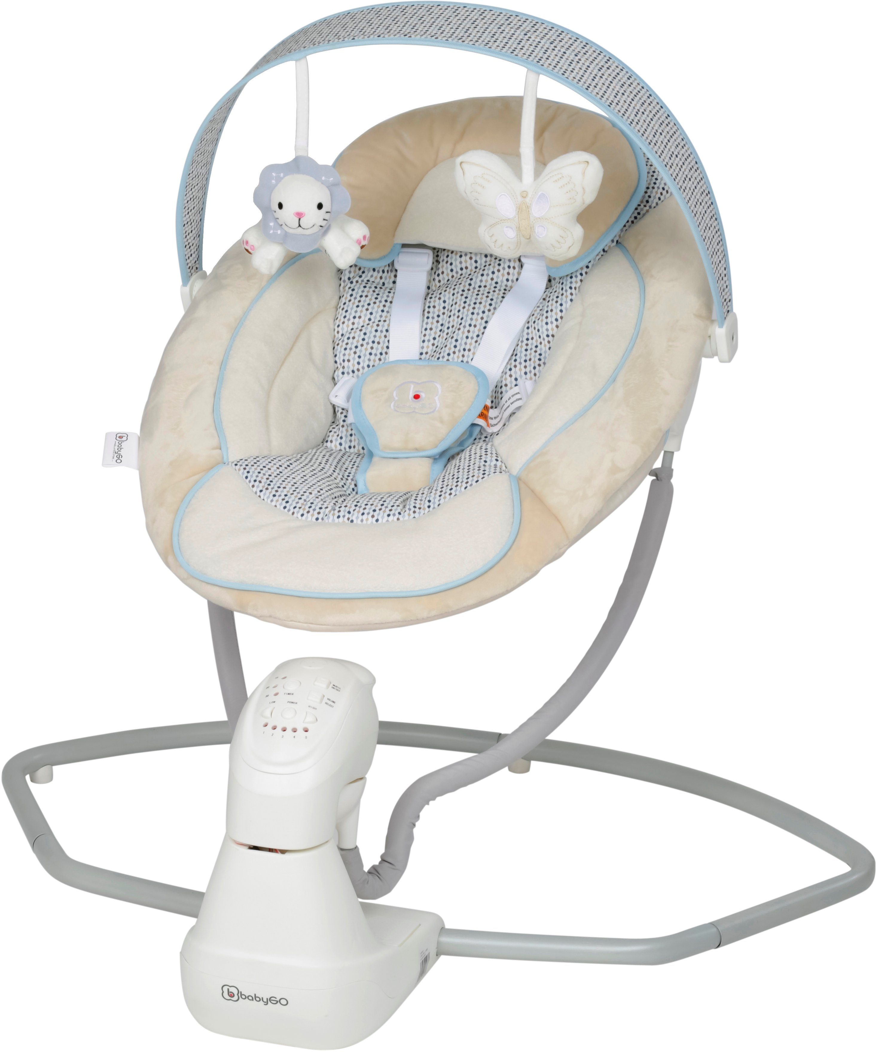 BabyGo Babywippe Cuddly, beige, elektrisch, mit Sound