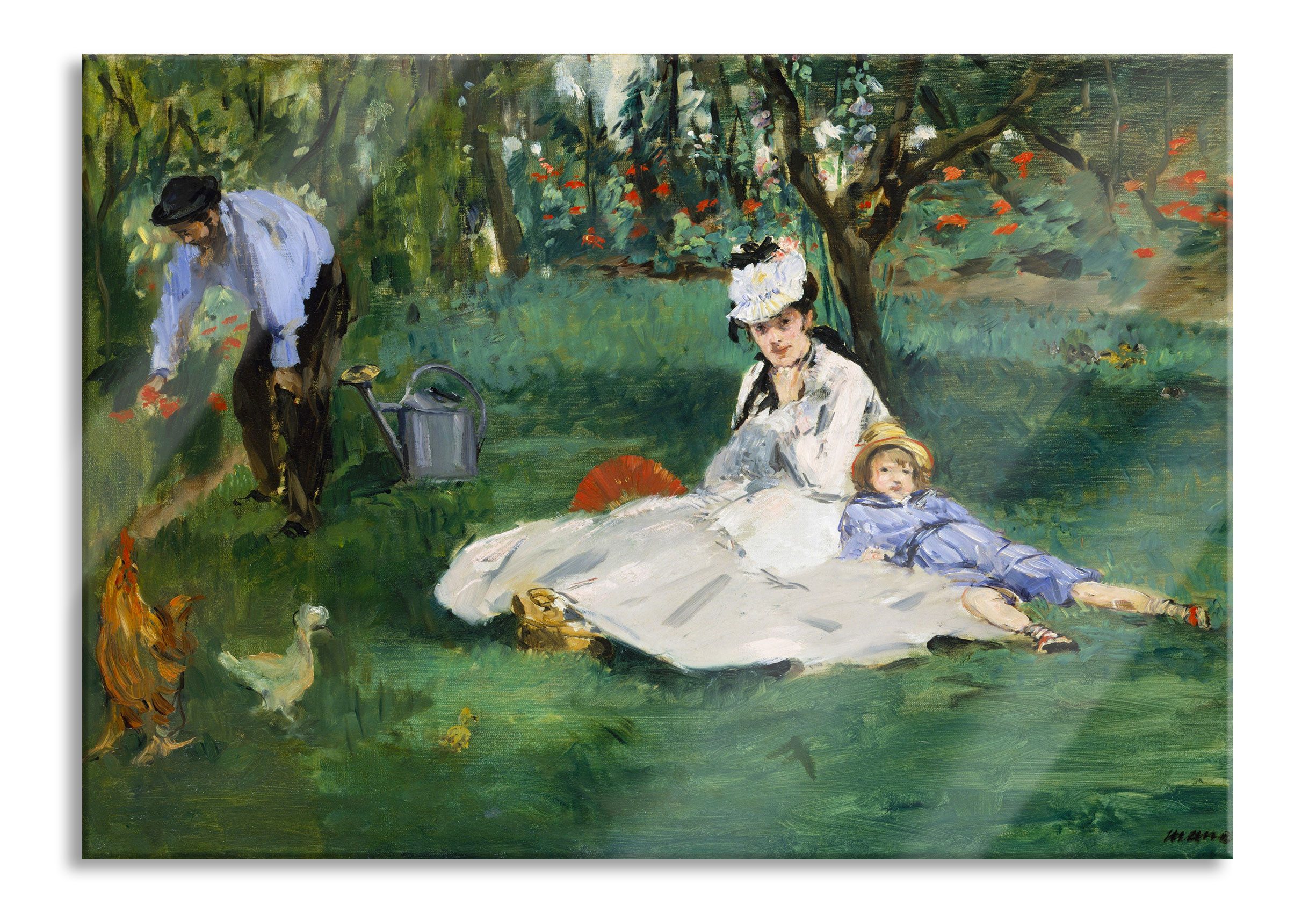 Pixxprint Glasbild Claude Monet - Landschaft am Park Monceau, Claude Monet - Landschaft am Park Monceau (1 St), Glasbild aus Echtglas, inkl. Aufhängungen und Abstandshalter