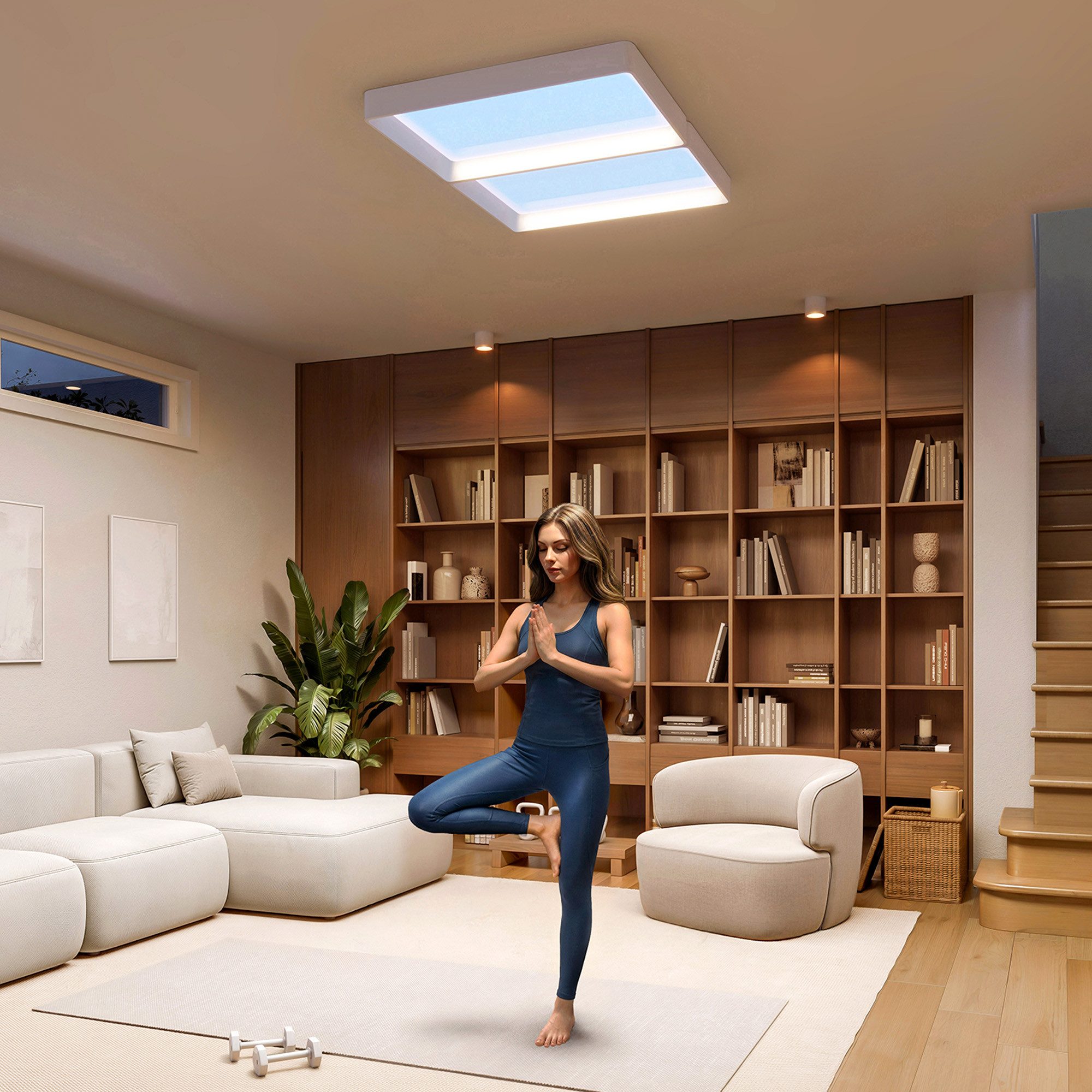 Philips LED Deckenleuchte Skylight VitaUp LED Panel mit Tageslichtsimulation, IP44, Abschaltautomatik, CCT - über Fernbedienung, Dimmfunktion, Ein-/Ausschalter, Farbsteuerung, Farbwechsel, Fernbedienung, Infrarot inkl., Memoryfunktion, Softlichtstart, dimmbar über Fernbedienung, mehrere Helligkeitsstufen, LED fest integriert, Tageslichtweiß, unterstützt Vitamin-D-Produktion, BioUp, inkl. Fernbedienung