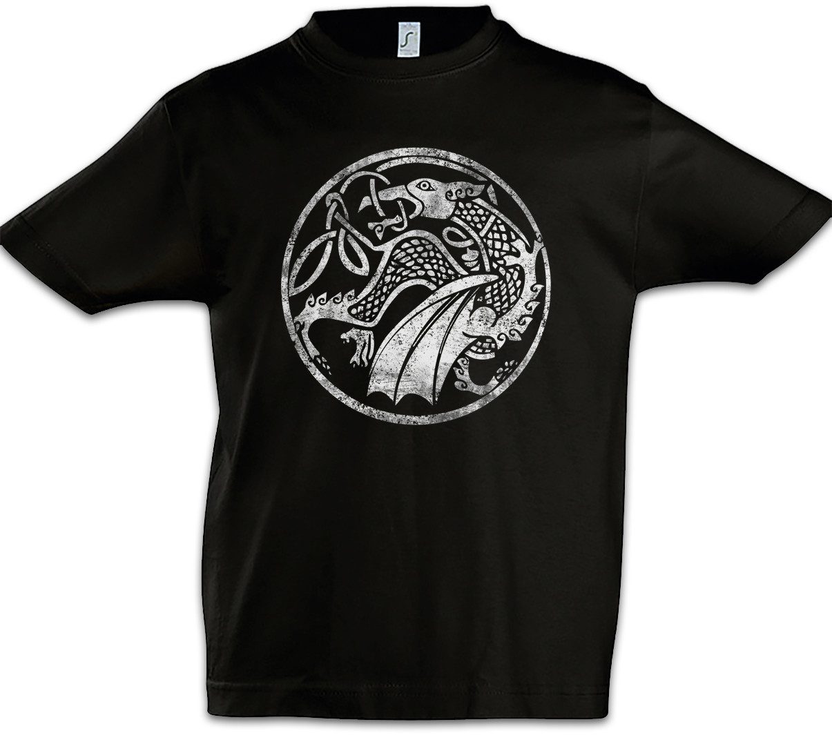 Print-Shirt Celtic Druid Kinder T-Shirt Kelten Knoten Keltisch Kreuz Cross Runen