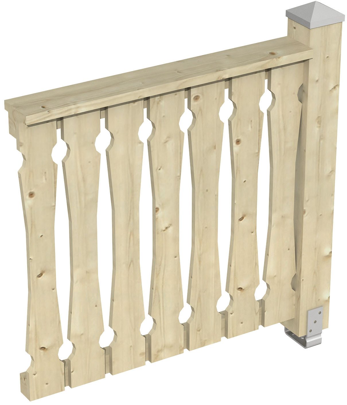 Skanholz Brüstungsgeländer Balkonschalung, 108 cm Länge, 96 cm Höhe, mit 1 Pfosten