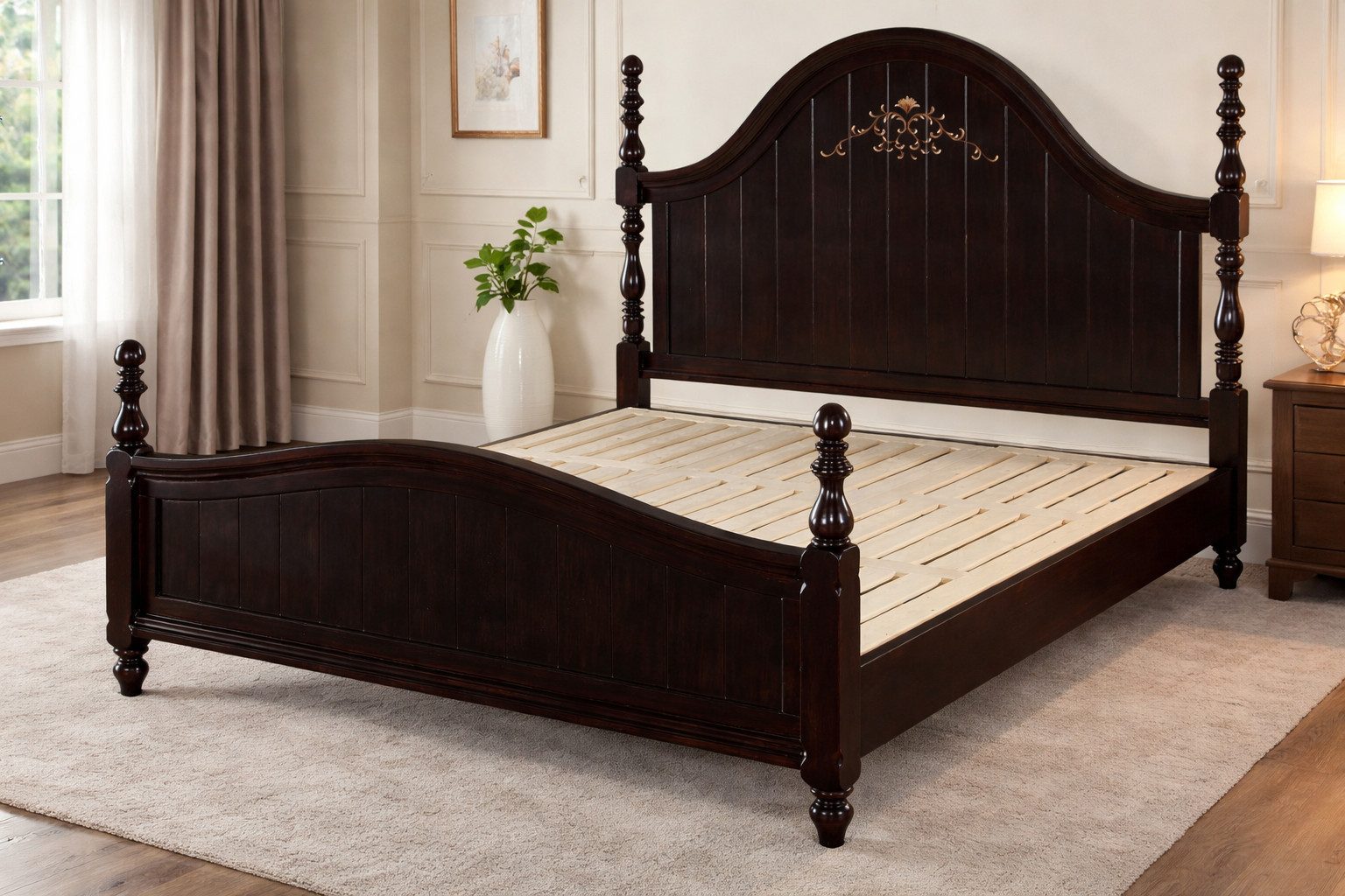 JVmoebel Holzbett Landhaus Metallbett aus Holz in Schwarz für elegantes Schlafzimmer (1-tlg., Bett), Made in Europa