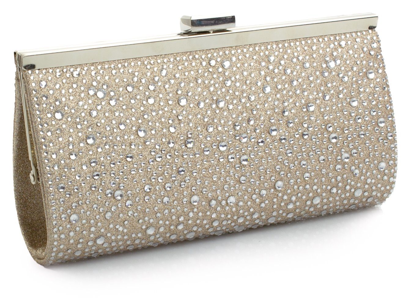 White Lady Clutch Valentina Zirkonia - Glitter-Strass Braut Clutch champagner