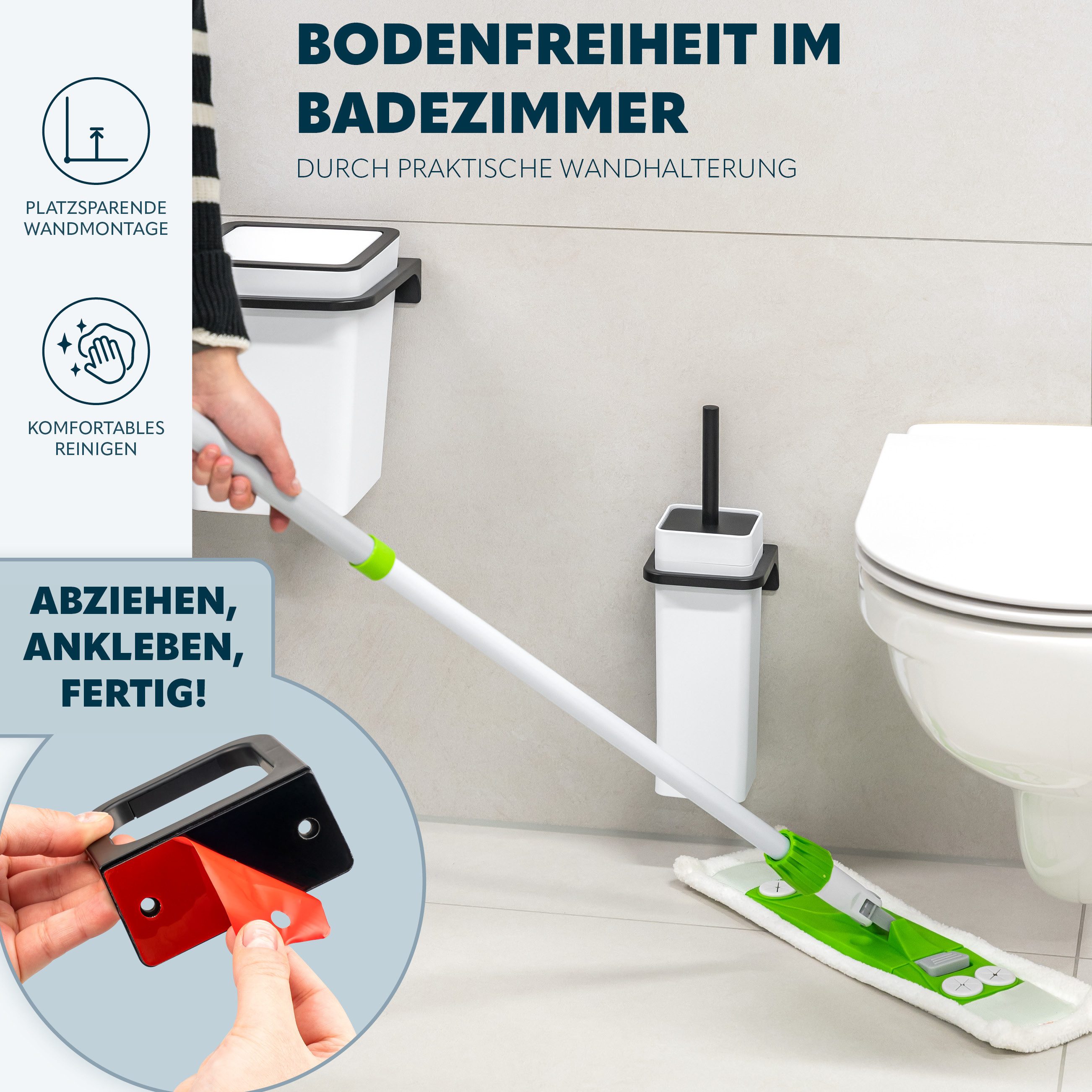 bremermann WC-Reinigungsbürste WC-Garnitur SAVONA Softtouch inkl. Wandhalterung, eckig, (1-tlg) – Bild 3 von 5