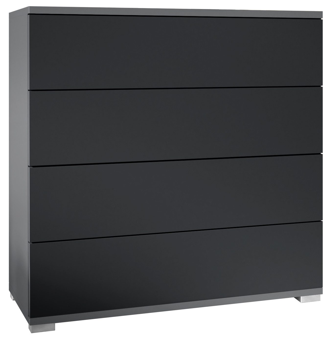 Vladon Kommode Pavos V3 (Sideboard, mit 4 Schubladen), Anthrazit matt/Schwarz matt (76 x 76 x 35 cm)