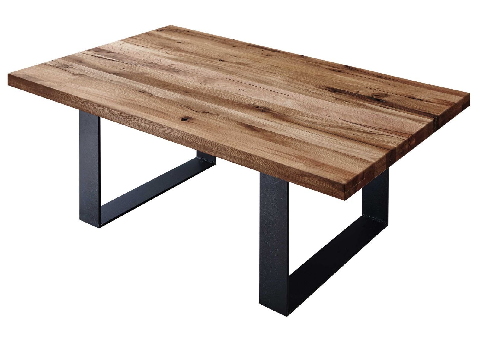 Massivmoebel24 Couchtisch MONTREUX (Massivholz, Massivholztisch), Couchtisch Wild-/Zerreiche 90x90x45 Tabacco brown geölt MONTREUX #317