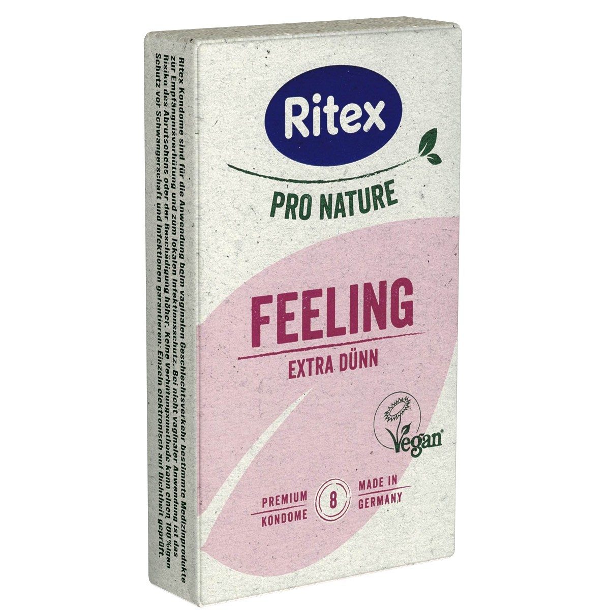 Ritex Kondome PRO NATURE Feeling (Extra Dünn) Packung mit, 8 St., ultradünne Kondome, umweltfreundliche und vegane Kondome für noch mehr Gefühl