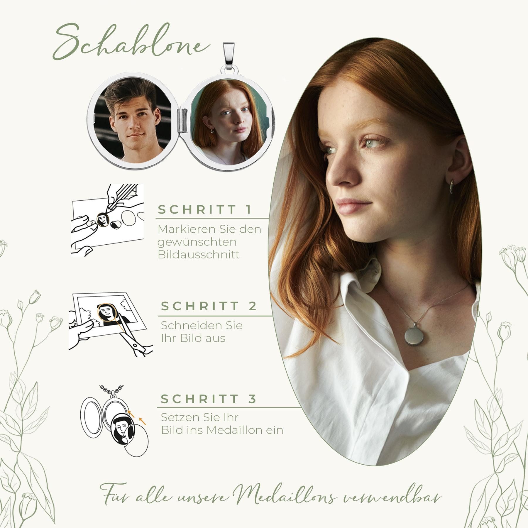 Amoonic Amulett Medaillon Rund zum Öffnen für Bilder Silber 925 Kette für Foto (inkl. Schmucketui), Anhänger aufklappbar befüllbar Foto Gold Rosegold vergoldet Geschenk