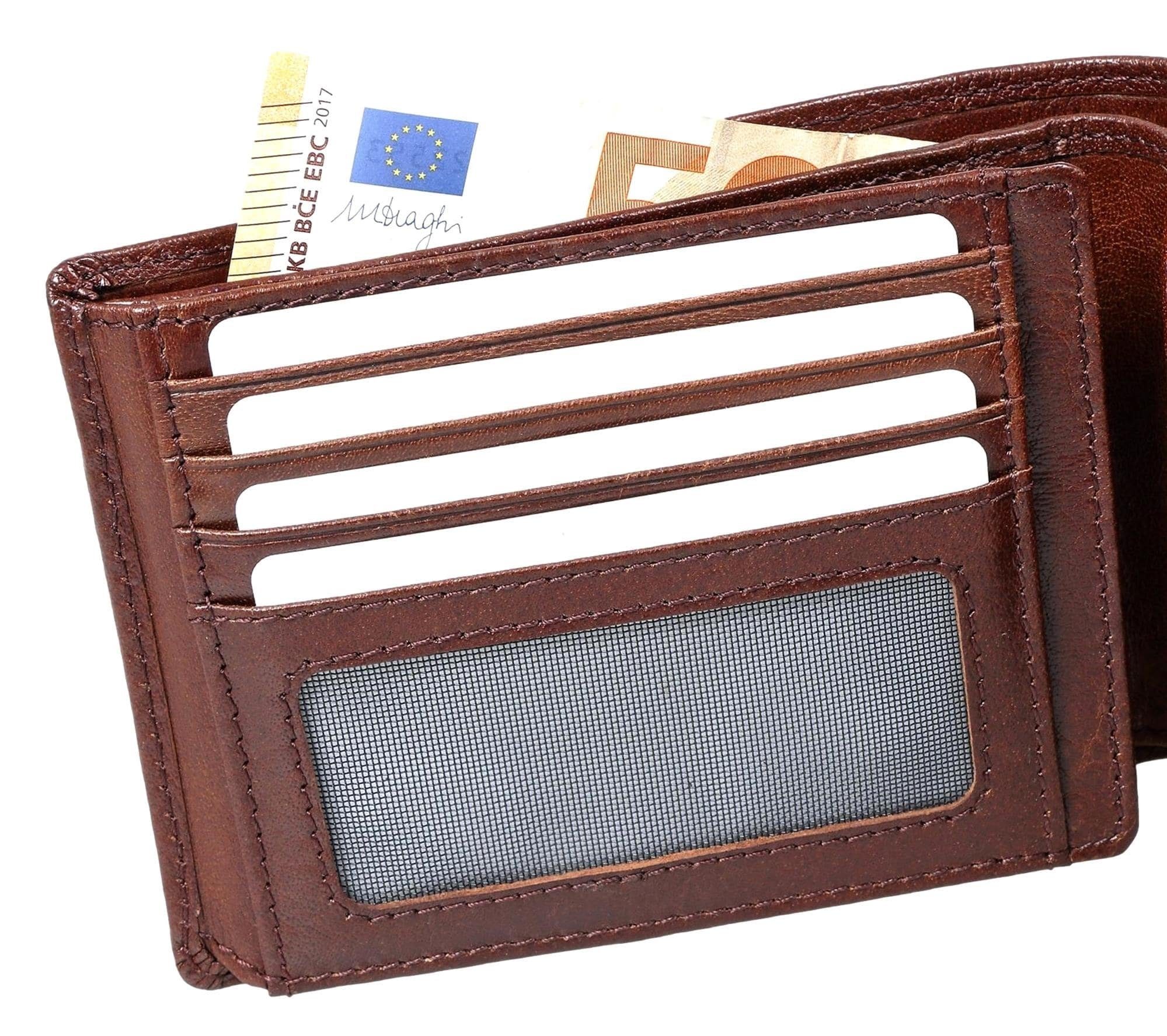 Modell Braun Bear Toscana Brown mit 103 Herren Kartenfächern Braun Netzfach, Farbe Portemonnaie Geldbörse Echtleder 9 aus mit