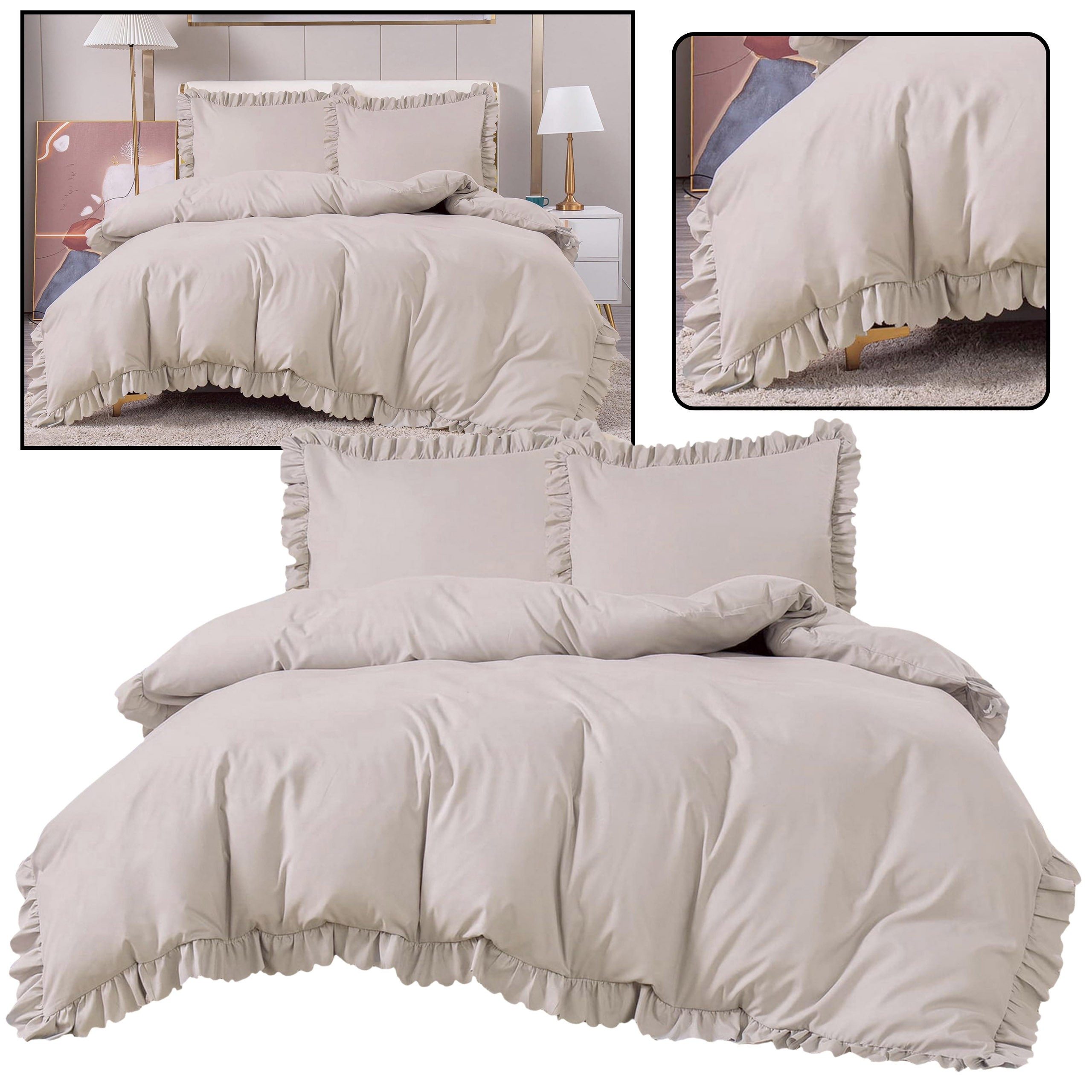 Sarcia.eu Bettwäsche Bettwäsche-Set Cappucino mit Rüsche, günstig online kaufen