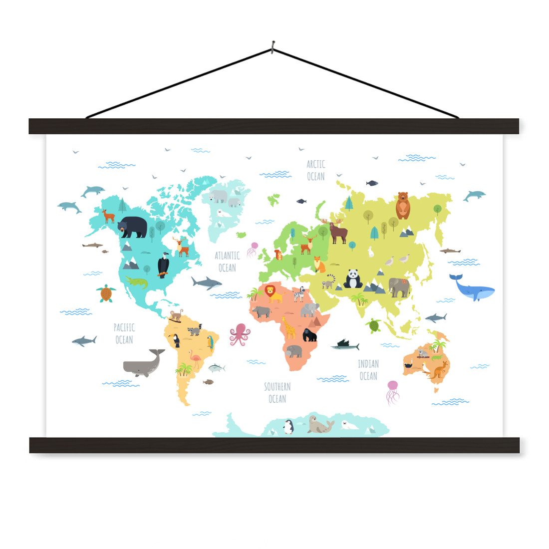 MuchoWow Poster Weltkarte - Tiere - günstig online kaufen