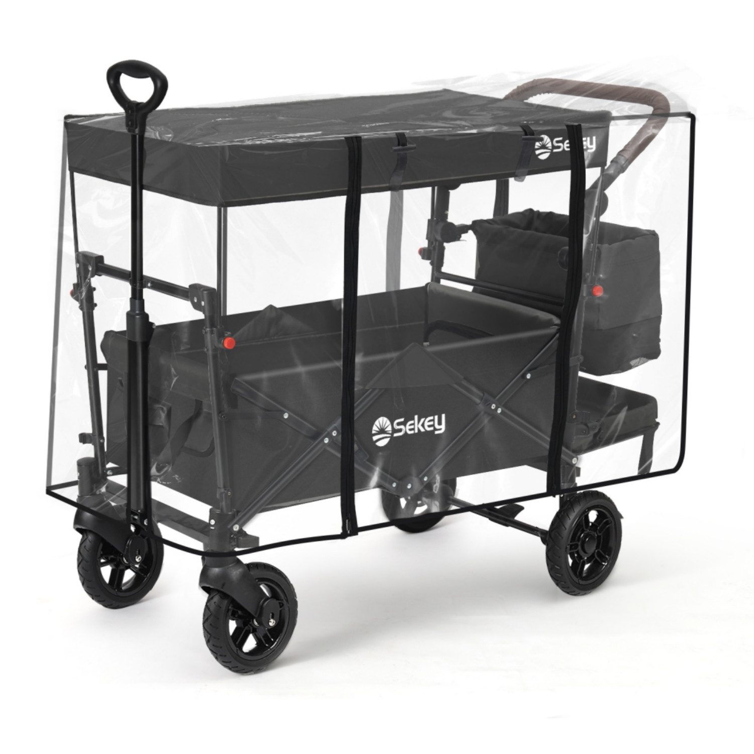 Sekey Bollerwagen Regenschutz Regenschutzhülle für Faltbarer Bollerwagen mit Dach, Hochwertiger Reißverschluss, Hornverschluss, umweltfreundliches EVA