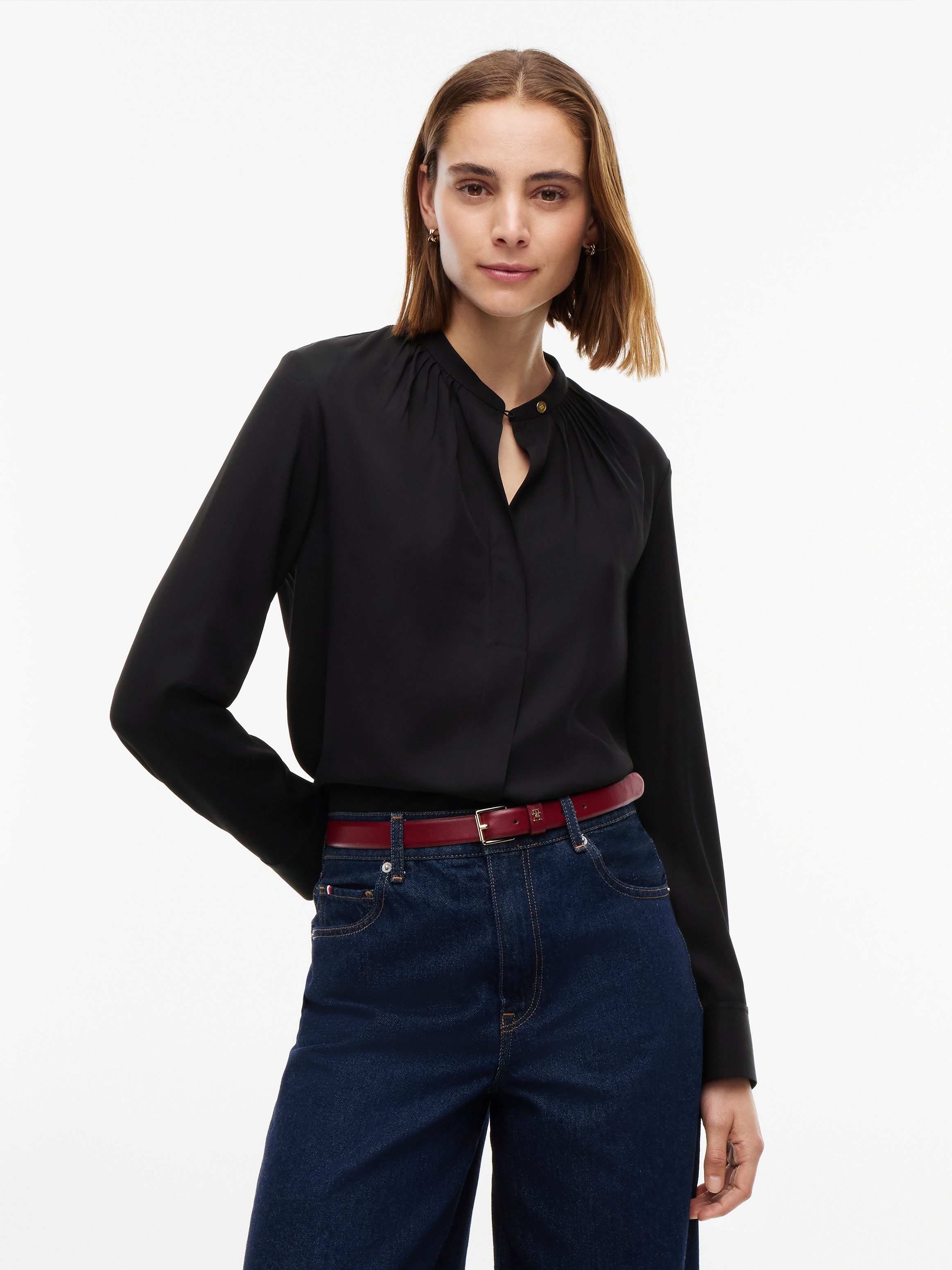 Tommy Hilfiger Langarmbluse FEM FLUID BLOUSE ESSENTIAL Viskose