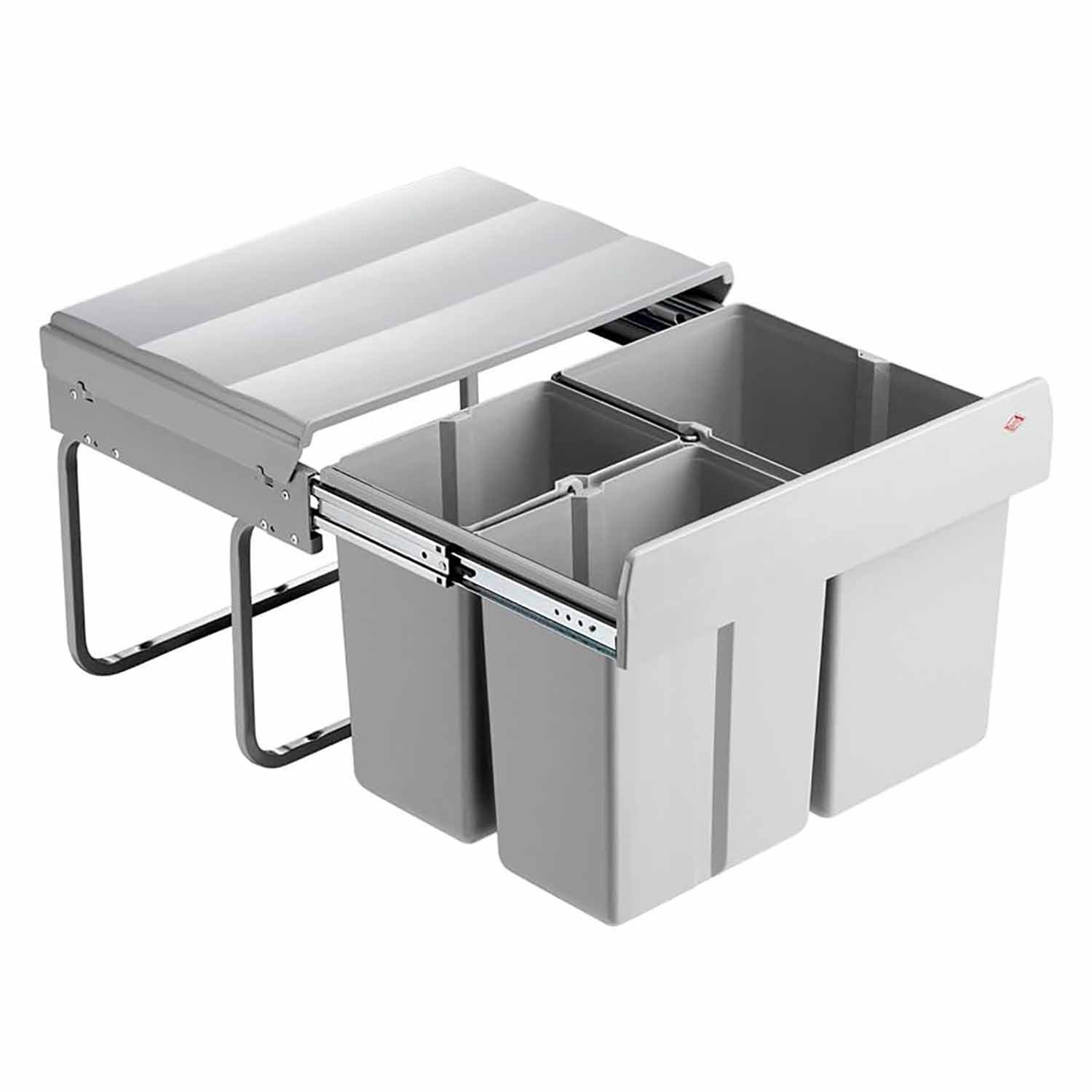 Camolo Einbaumülleimer Abfallsammler WESCO® Trio-Shorty 345 K/500-3 alugrau 3-fach Trennung