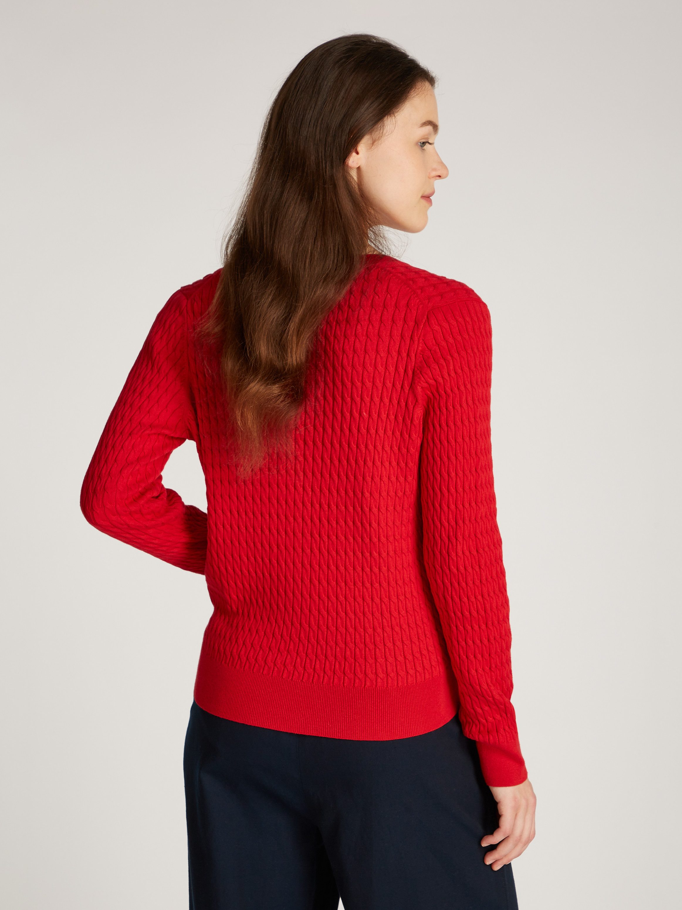 Tommy Hilfiger V-Ausschnitt-Pullover CO CABLE V-NK günstig online kaufen