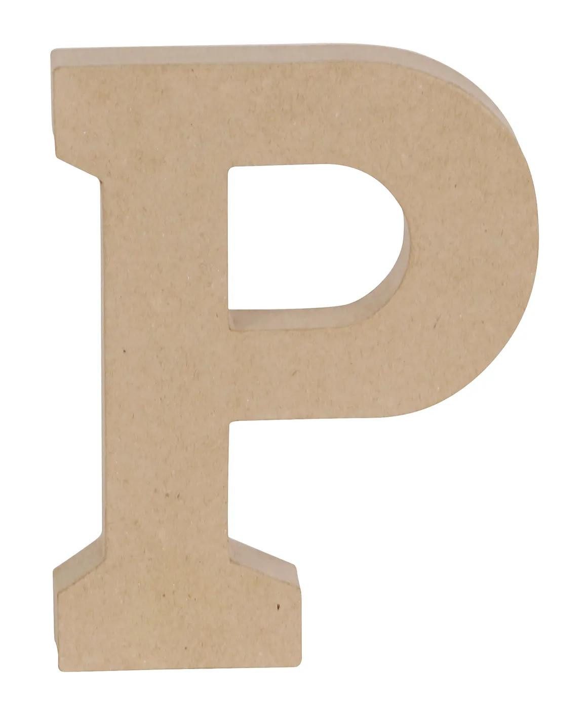 Papierdekoration 3x Pappmaché Kraft, Großbuchstabe P 20cm - Kartonbraun AC867C
