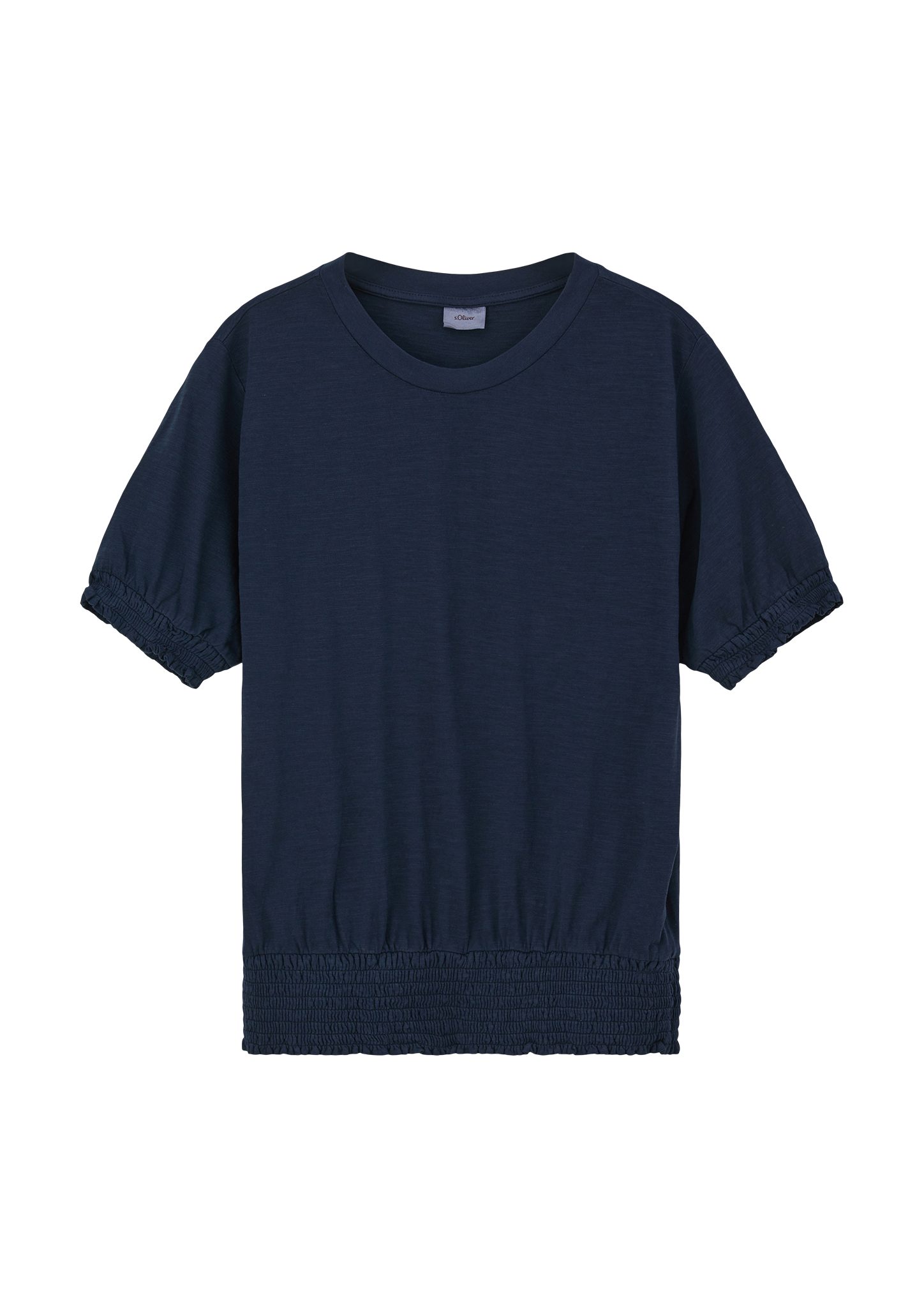 navy Kurzarmshirt Dye, Smok-Detail s.Oliver Garment mit Smok-Partien T-Shirt