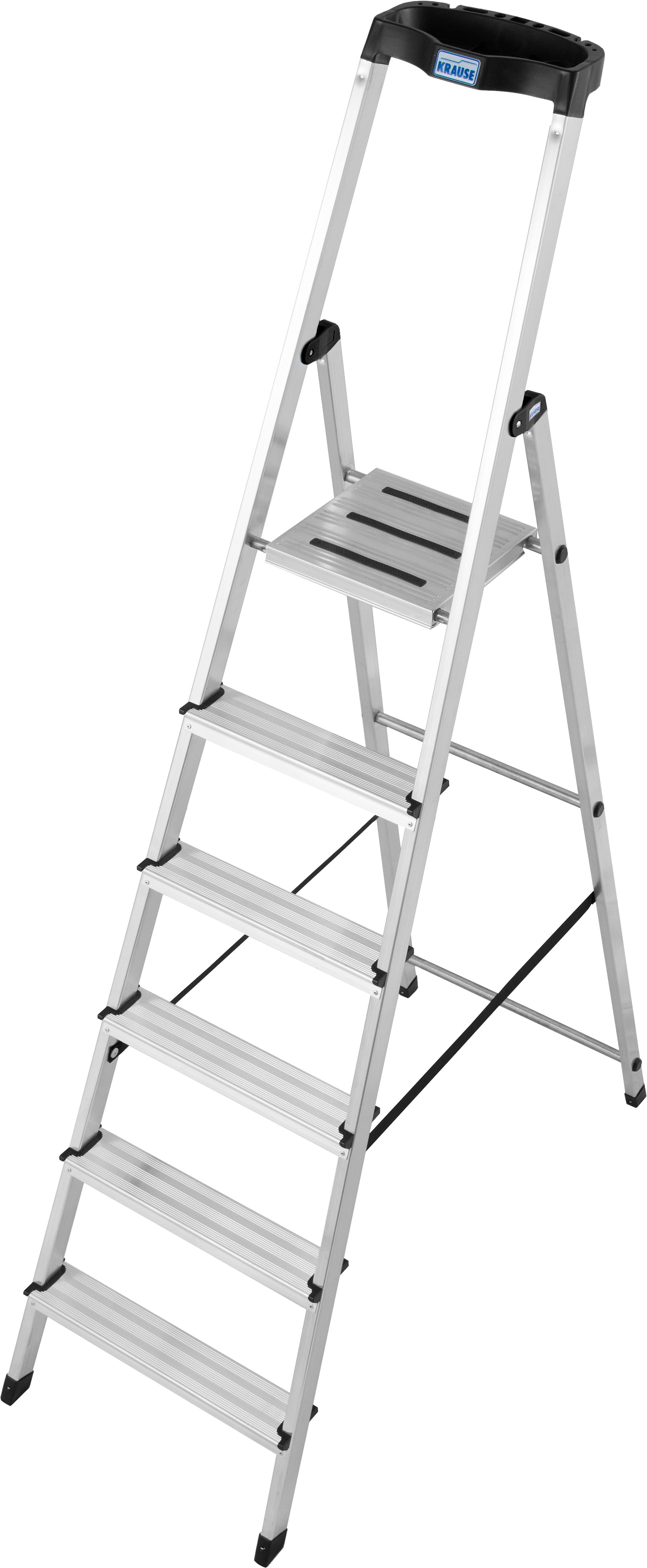 KRAUSE Stehleiter Safety, Aluminium, 1x6 Stufen, Arbeitshöhe ca. 325 cm