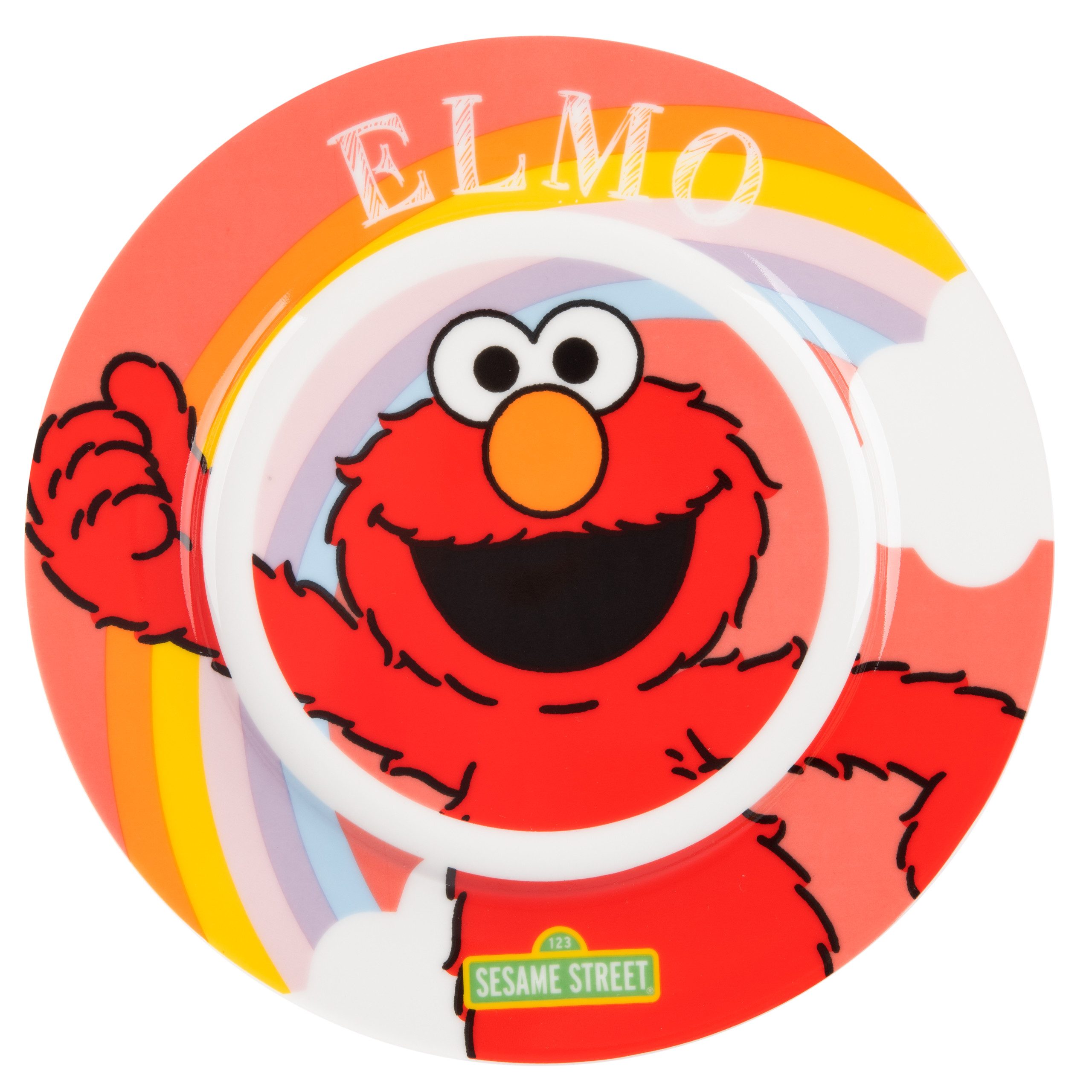 United Labels® Frühstücks-Geschirrset Sesamstraße - Elmo - Set, 3-tlg., 1 Personen, Porzellan
