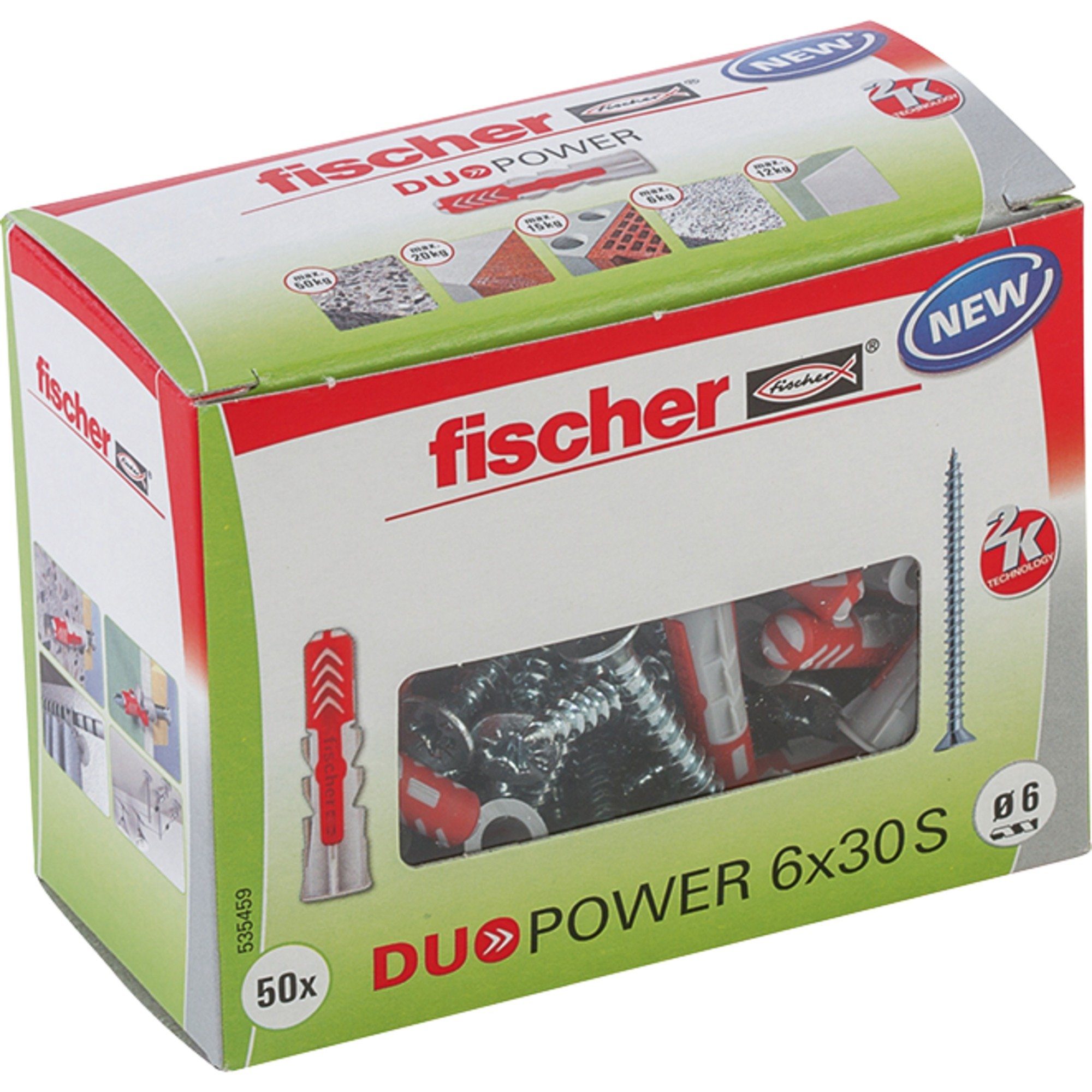 Fischer Befestigungstechnik Fischer Universaldübel fischer Dübel DUOPOWER 6x30 S LD, (50 Stück, mit