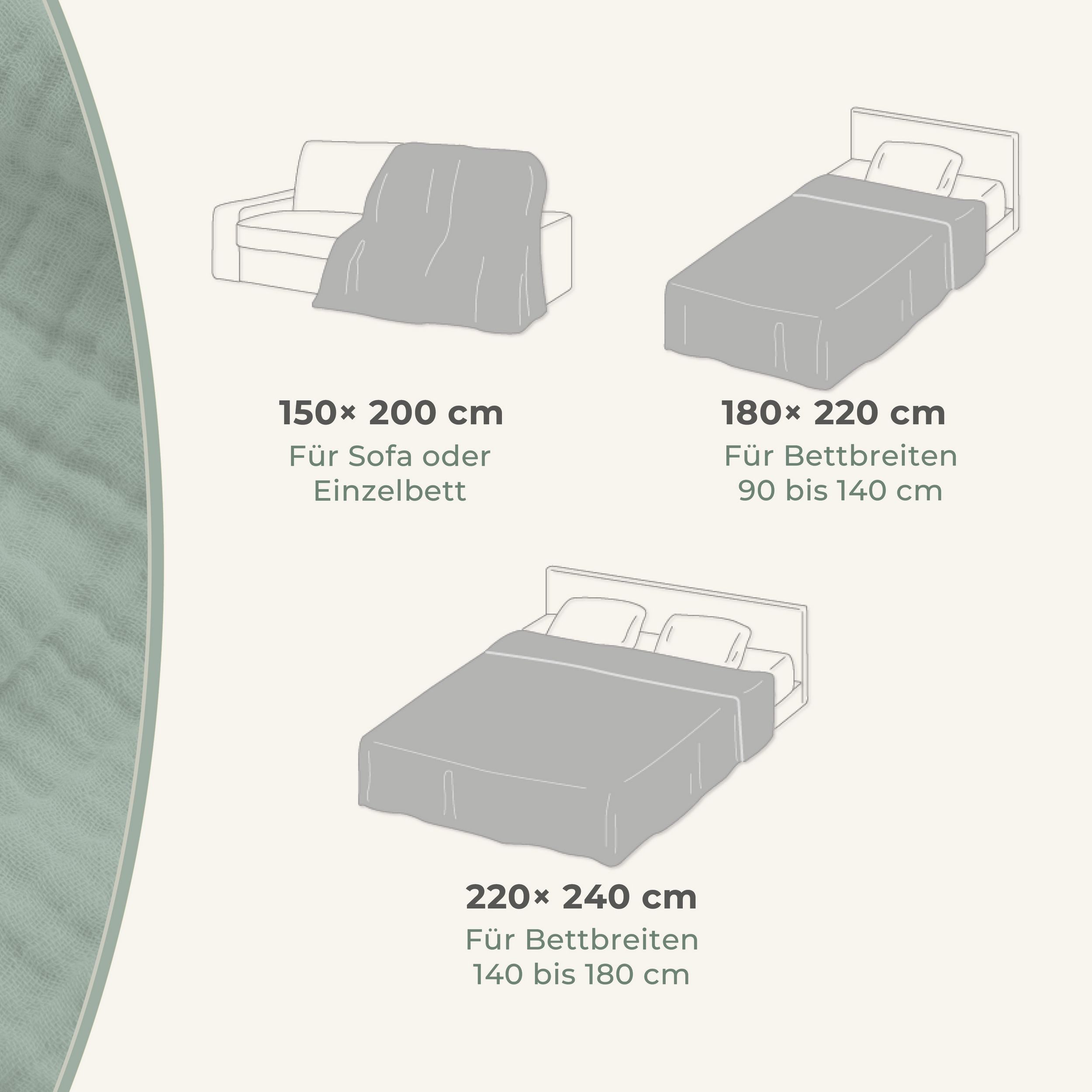Laynenburg Tagesdecke Musselin aus 100% Baumwolle – Baumwolldecke, Kuscheldecke, Wohndecke als Sommerdecke, Bett-Überwurf, Couch-Überwurf, Sofa-Decke – Bild 3 von 5
