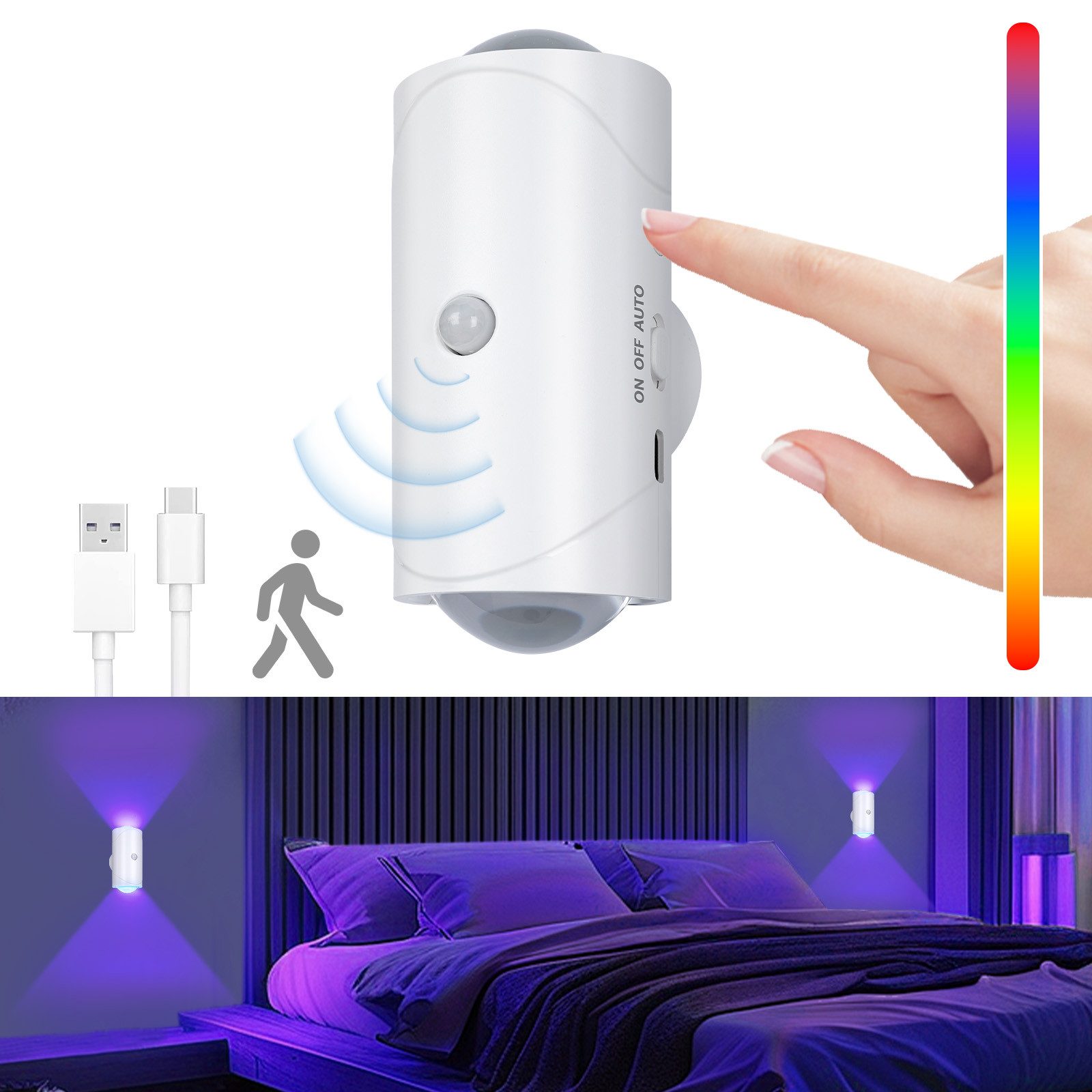 VIVIHEYDAY LED Wandleuchte LED Akku Wandleuchte Innen mit Bewegungsmelder, günstig online kaufen