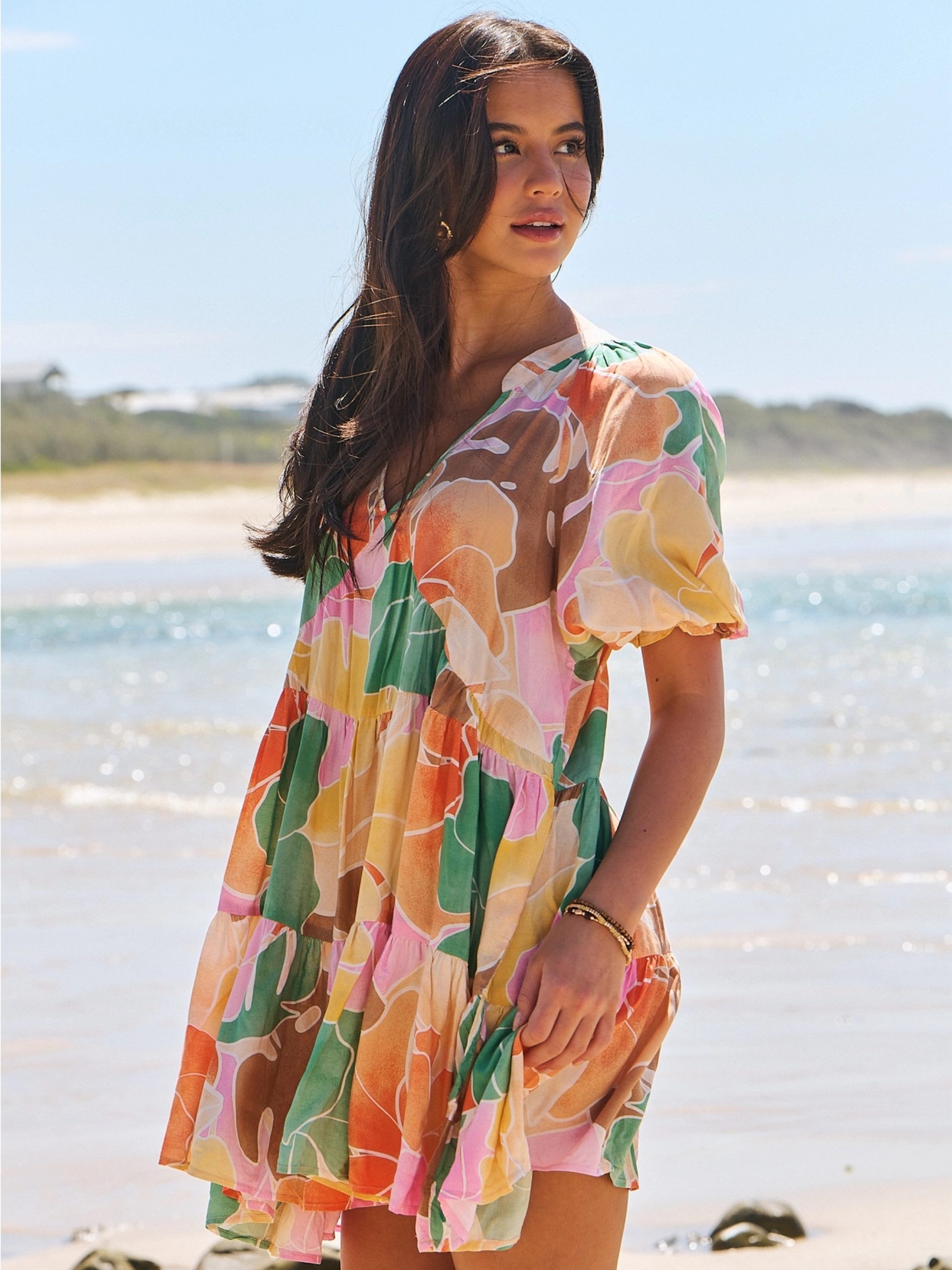 ANNIS Fashion & Accessoires Tunikakleid "SUNSET BLOOM" v. Jaase (1-tlg) NEU günstig online kaufen