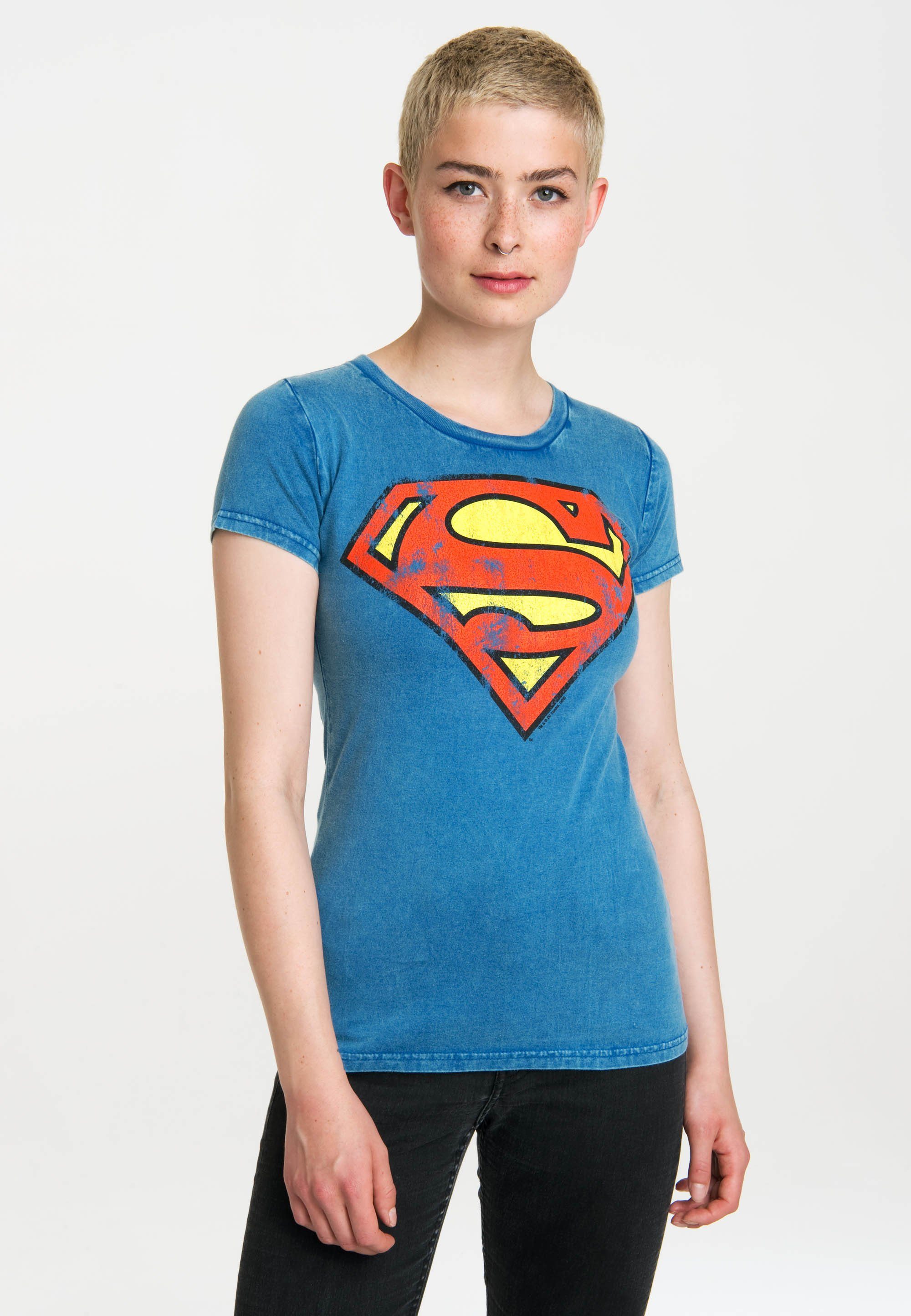 LOGOSHIRT T-Shirt Superman mit coolem Vintage-Print