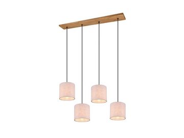 meineWunschleuchte LED Pendelleuchte, LED wechselbar, Warmweiß, Esstisch-lampen Holz-balken skandinavisch Lampenschirme Stoff, B 100cm