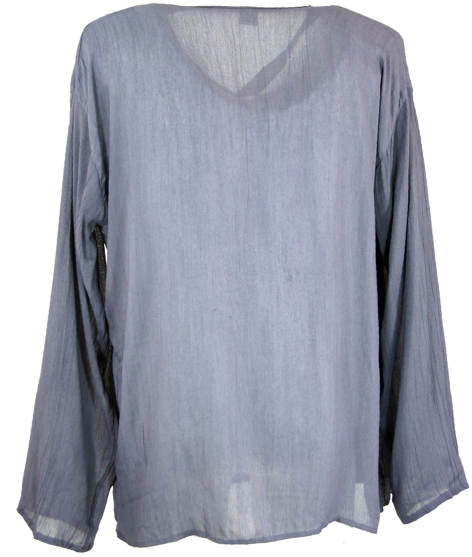 Guru-Shop Hemd & Shirt Yoga Hemd, Goa Hemd, Freizeithemd - taubengrau Ethno Style, alternative Bekleidung – Bild 4 von 5