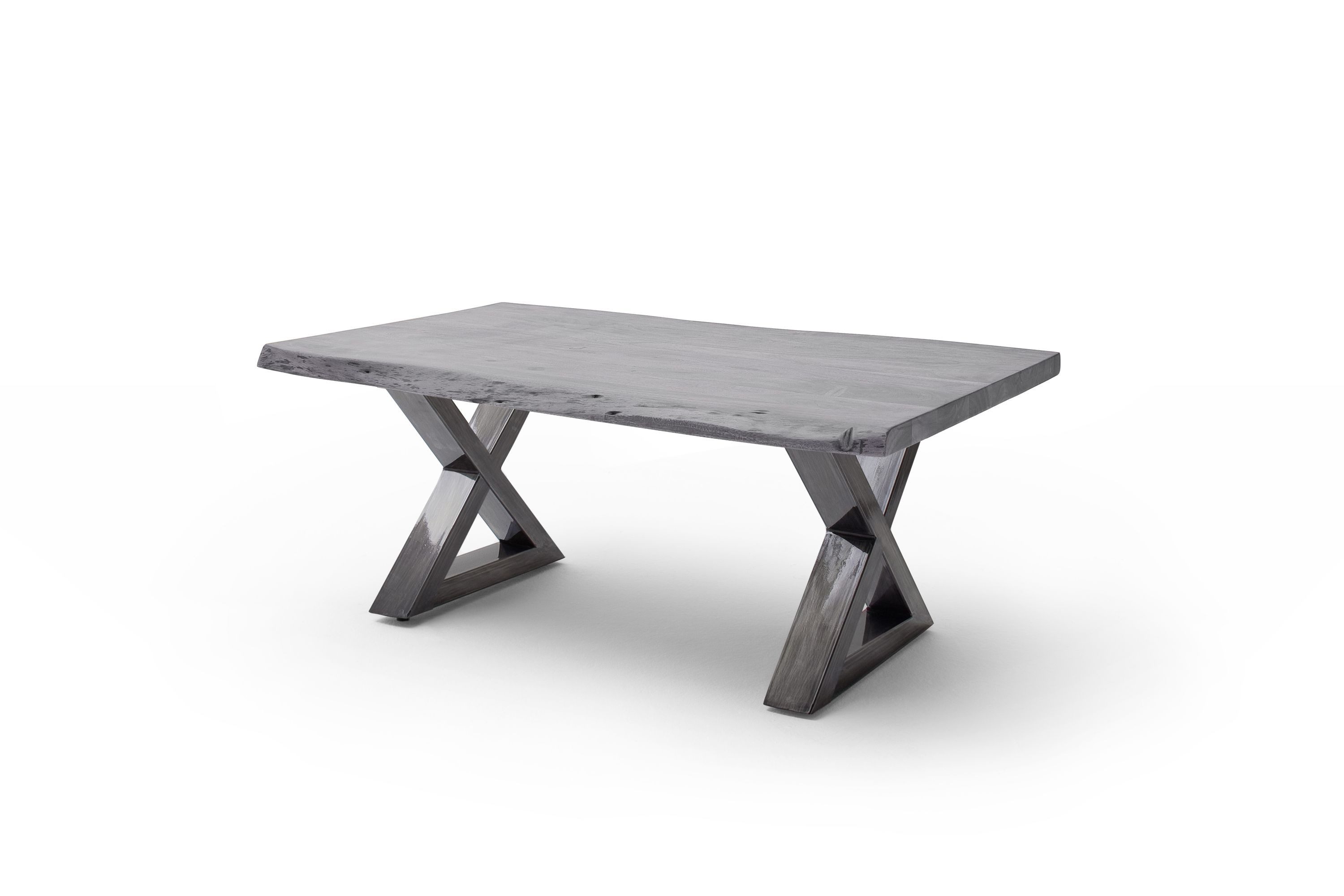 Robas Lund Couchtisch CARTAGENA, Couchtisch Akazie Grau m. X-Gestell Antik gewischt B/H/T 110x45x70 cm