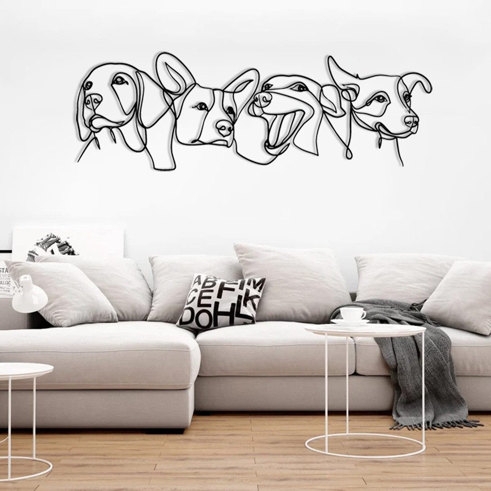 Jumpeak Wanddekoobjekt wanddekoration metall,Hund,Tier-Avatare,wall art,Abstrakte Kunst (Linie Hund Kunst Metall Wanddekoobjekte (inklusive Dehnschrauben), wanddekoration wohnzimmer,Metallprodukte,4 Farben,93x31cm