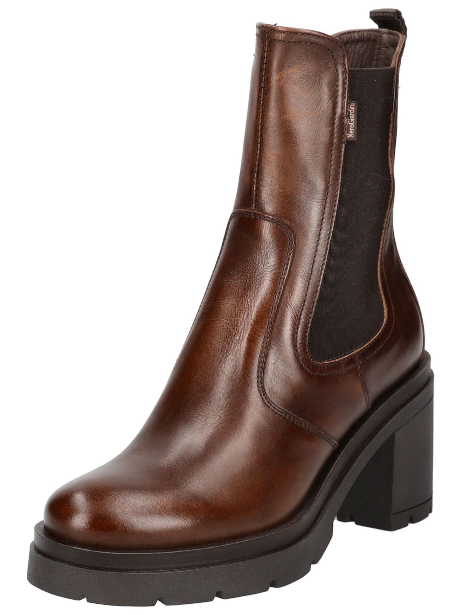 Stiefelette Leder/Textil High-Heel-Stiefelette