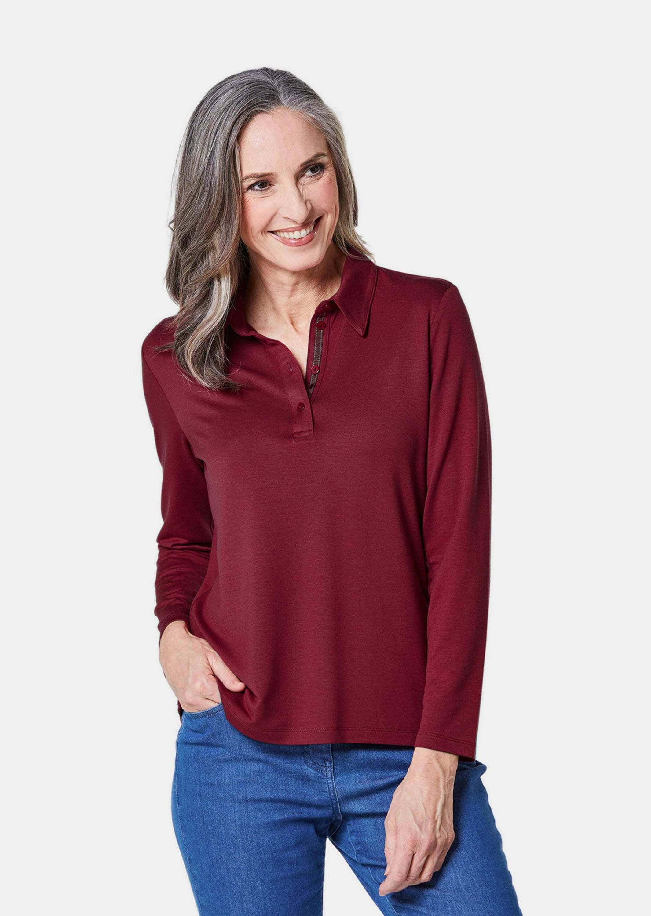 GOLDNER Poloshirt Langarm Poloshirt mit Schmuckband günstig online kaufen